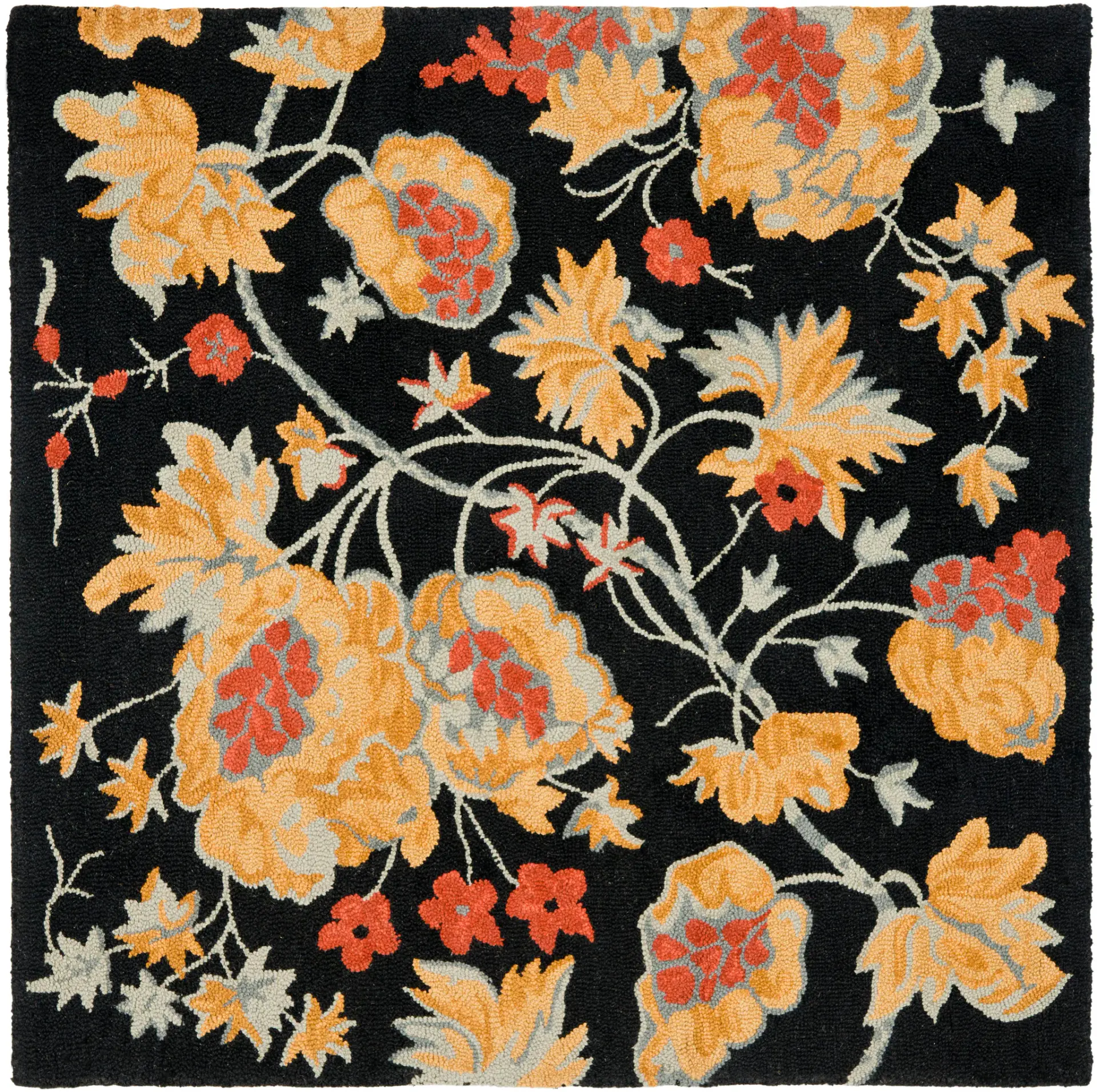 Blossom Peony Vine Hand-Hooked Wool Rug