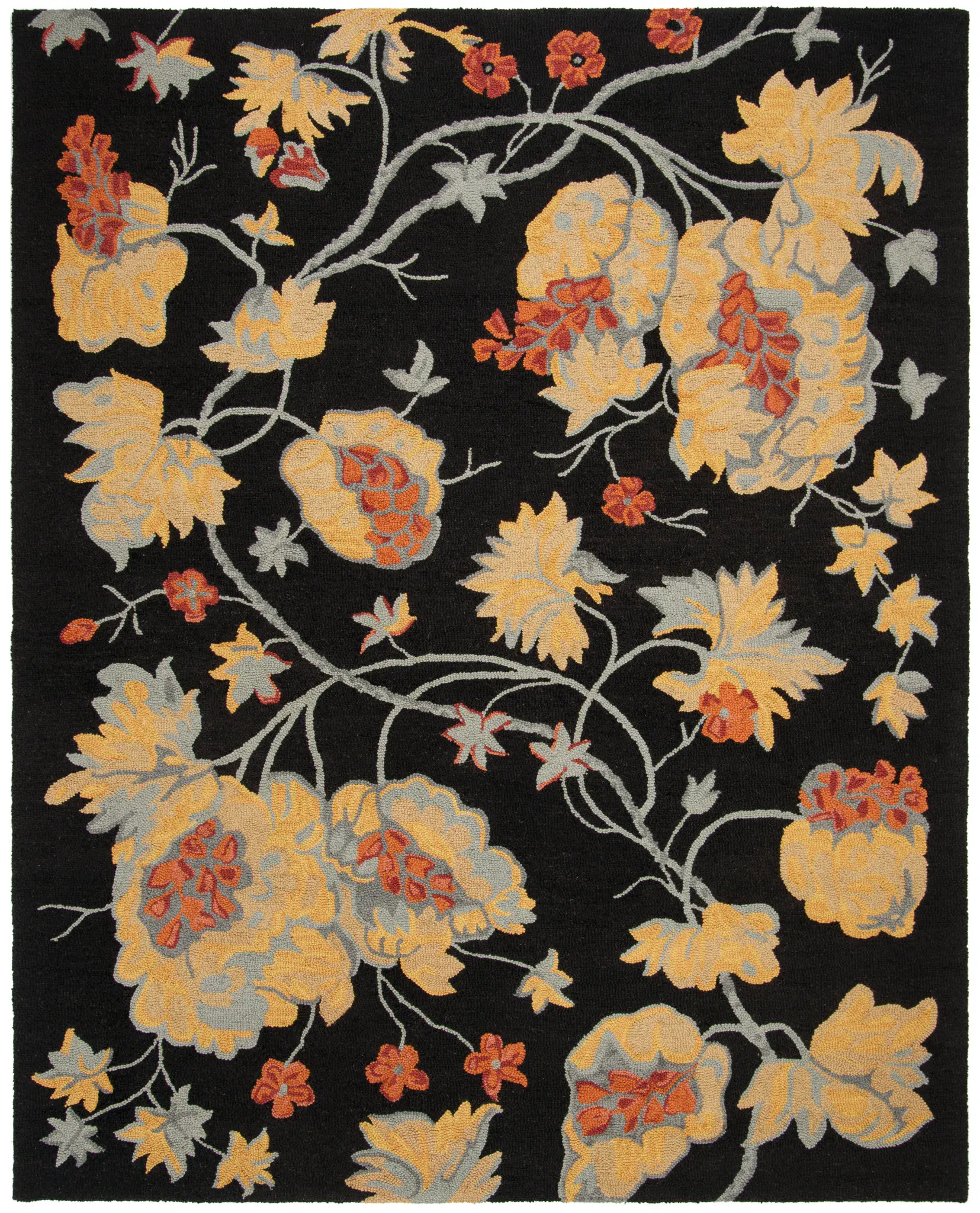 Blossom Peony Vine Hand-Hooked Wool Rug