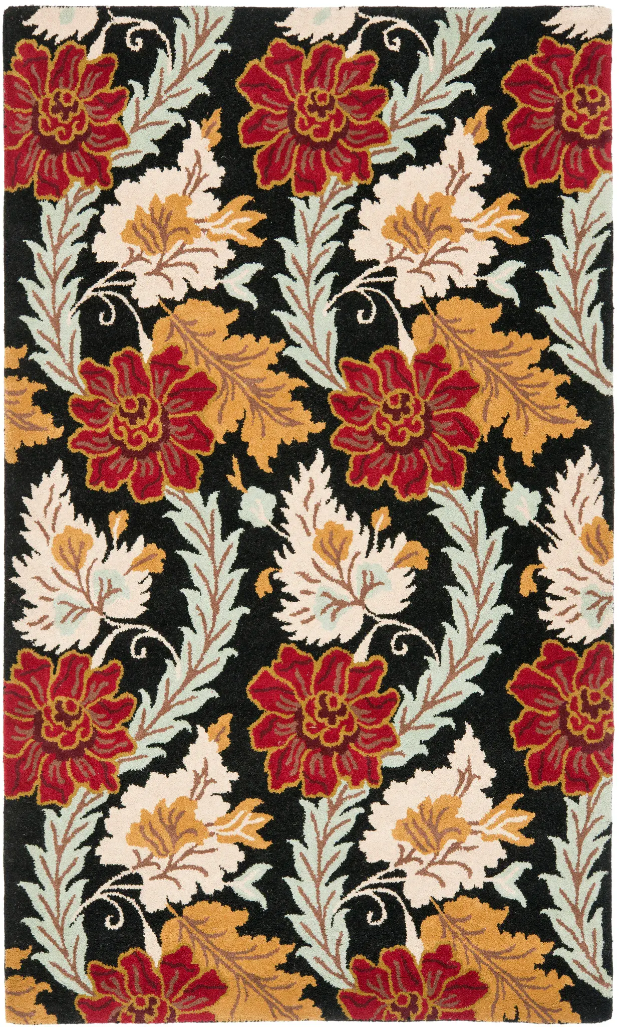 Blossom Floral Leaf Hand-Hooked Rug