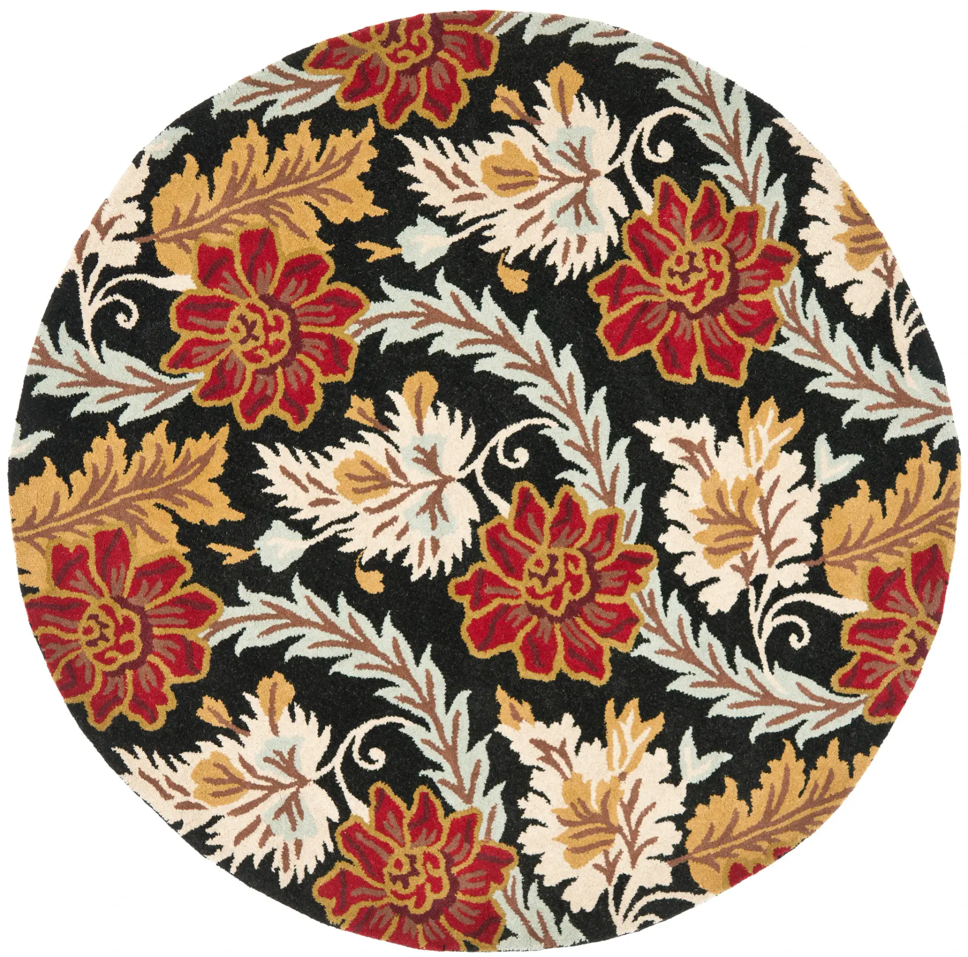 Blossom Floral Leaf Hand-Hooked Rug