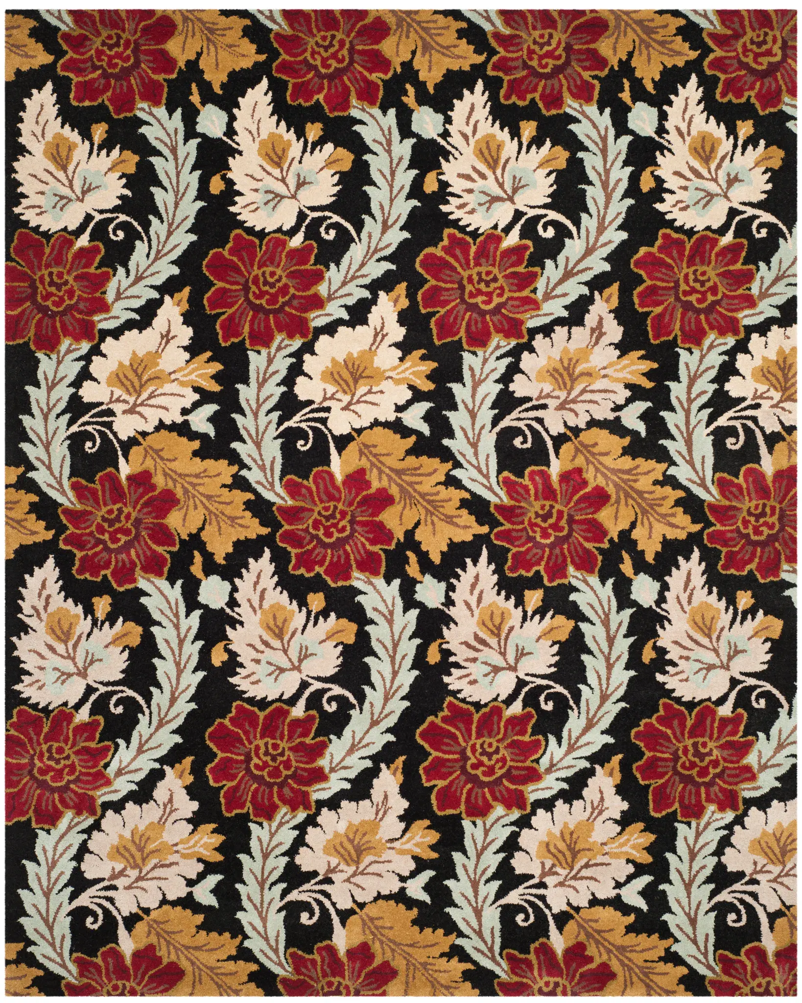 Blossom Floral Leaf Hand-Hooked Rug
