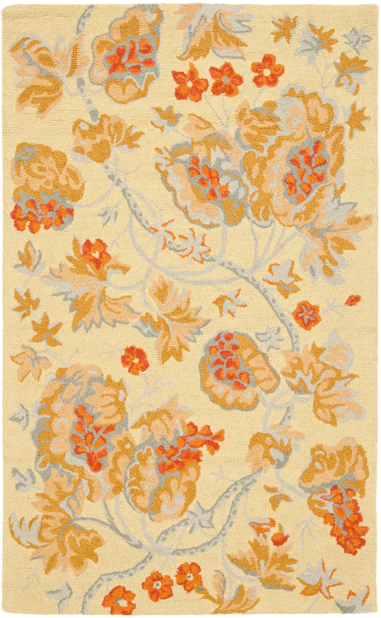 Blossom Jacobean Floral Hand-Hooked Wool Rug