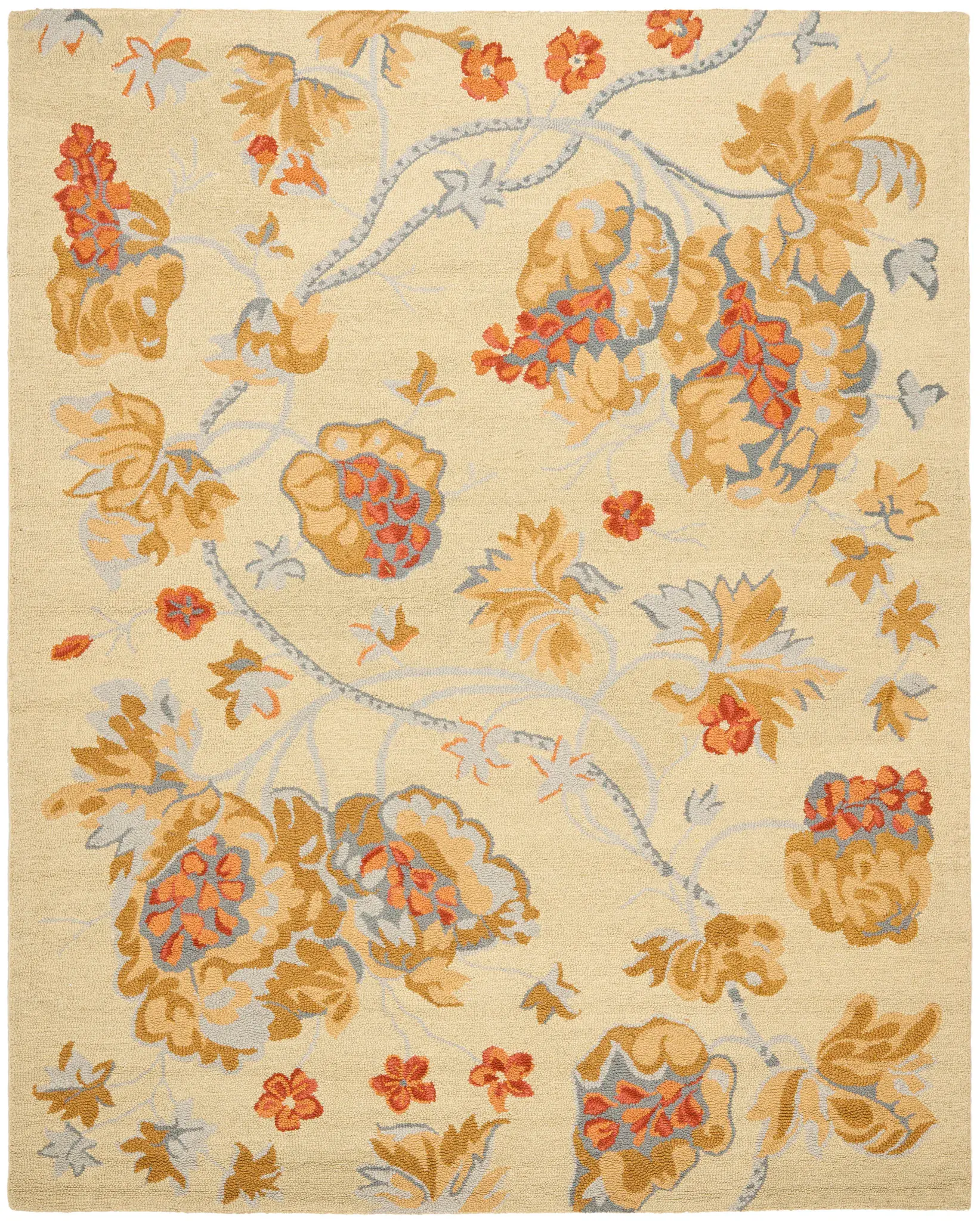 Blossom Jacobean Floral Hand-Hooked Wool Rug