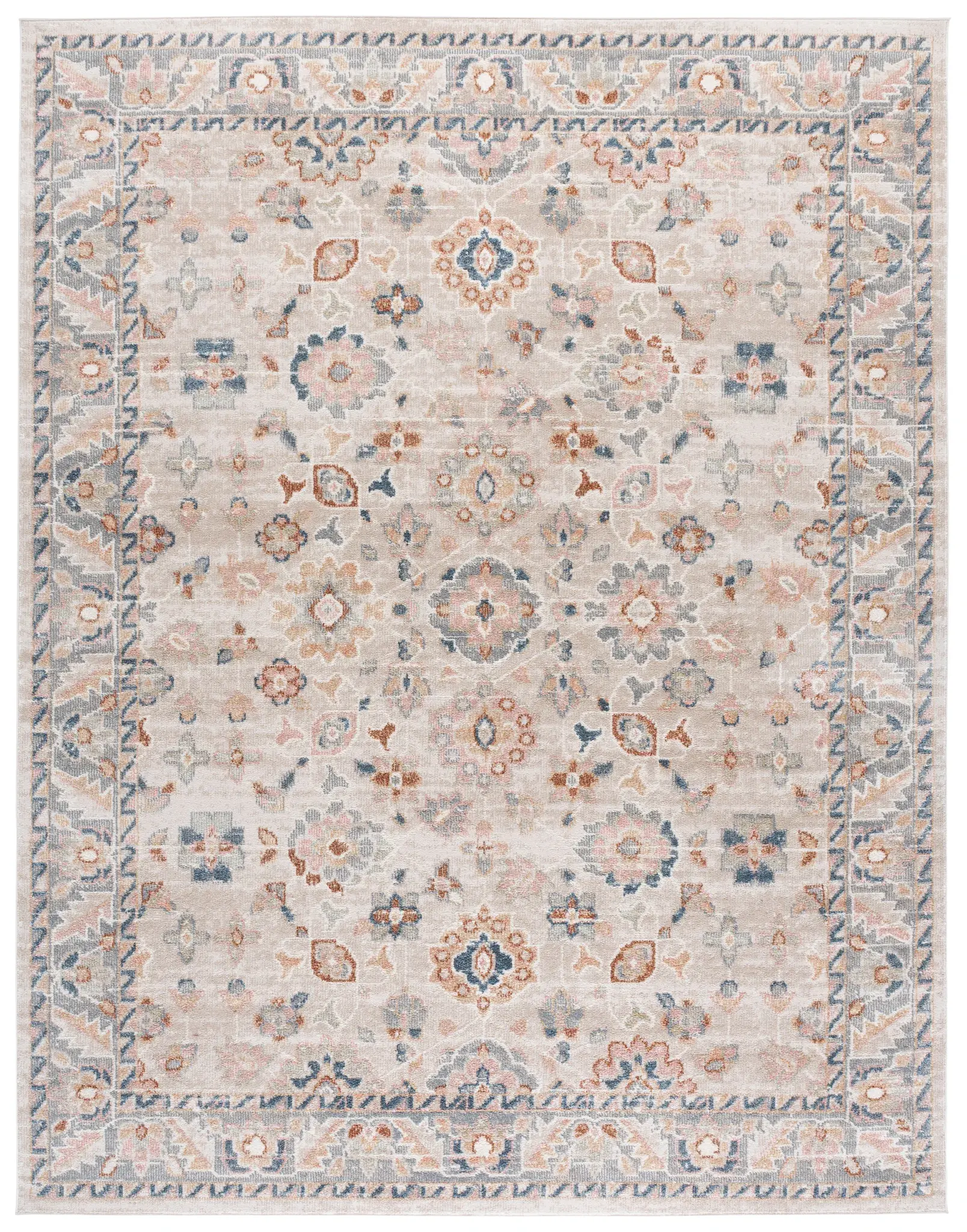 Blair Faded Floral Bordered Washable Rug