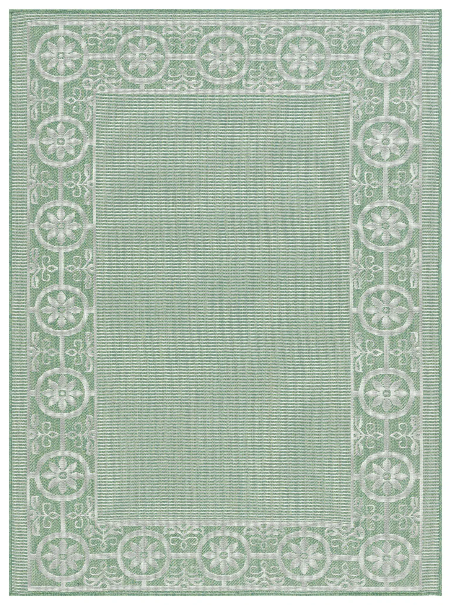 Bermuda Floral Bordered Washable Outdoor Rug