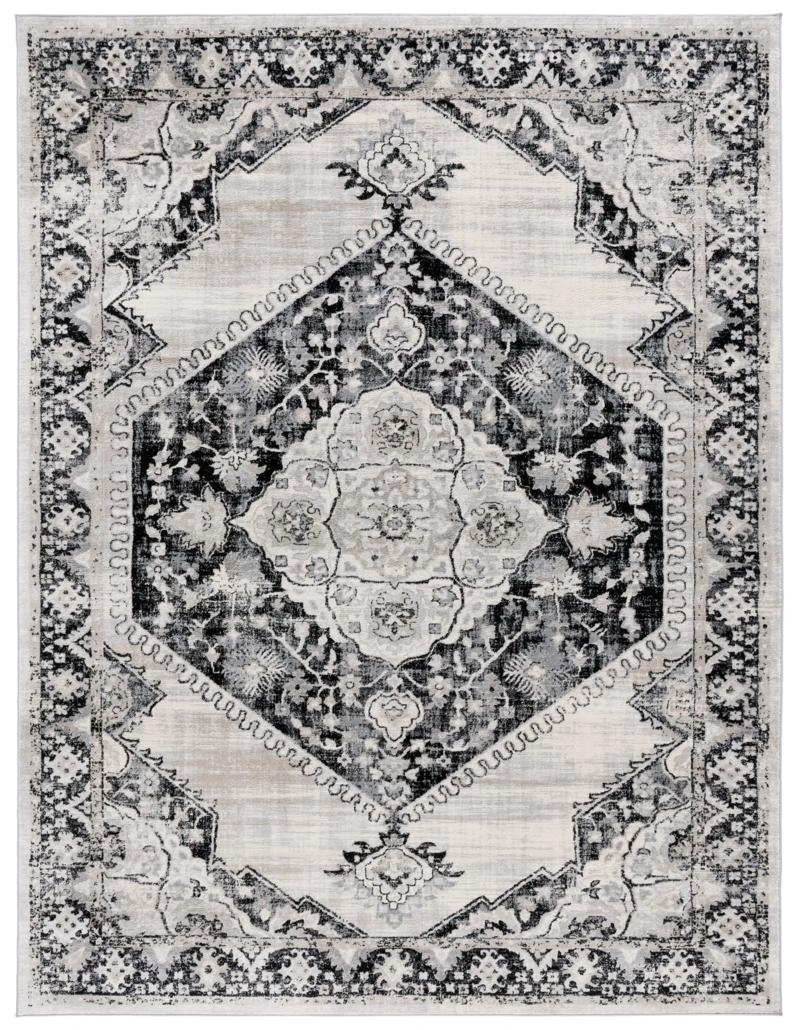 Brentwood Distressed Diamond Medallion Rug