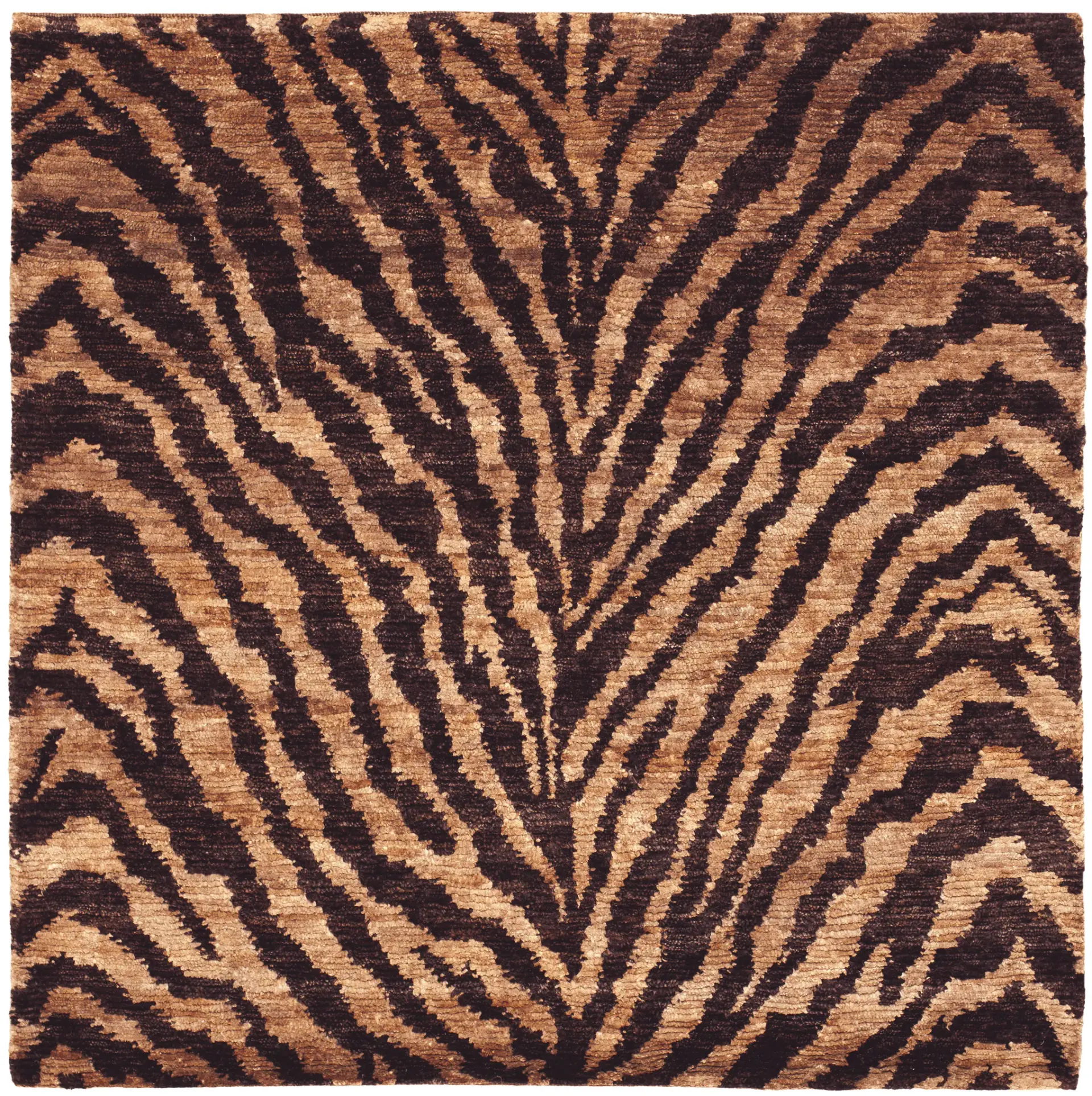 Bohemian Modern Animal Print Hand-Knotted Jute Rug