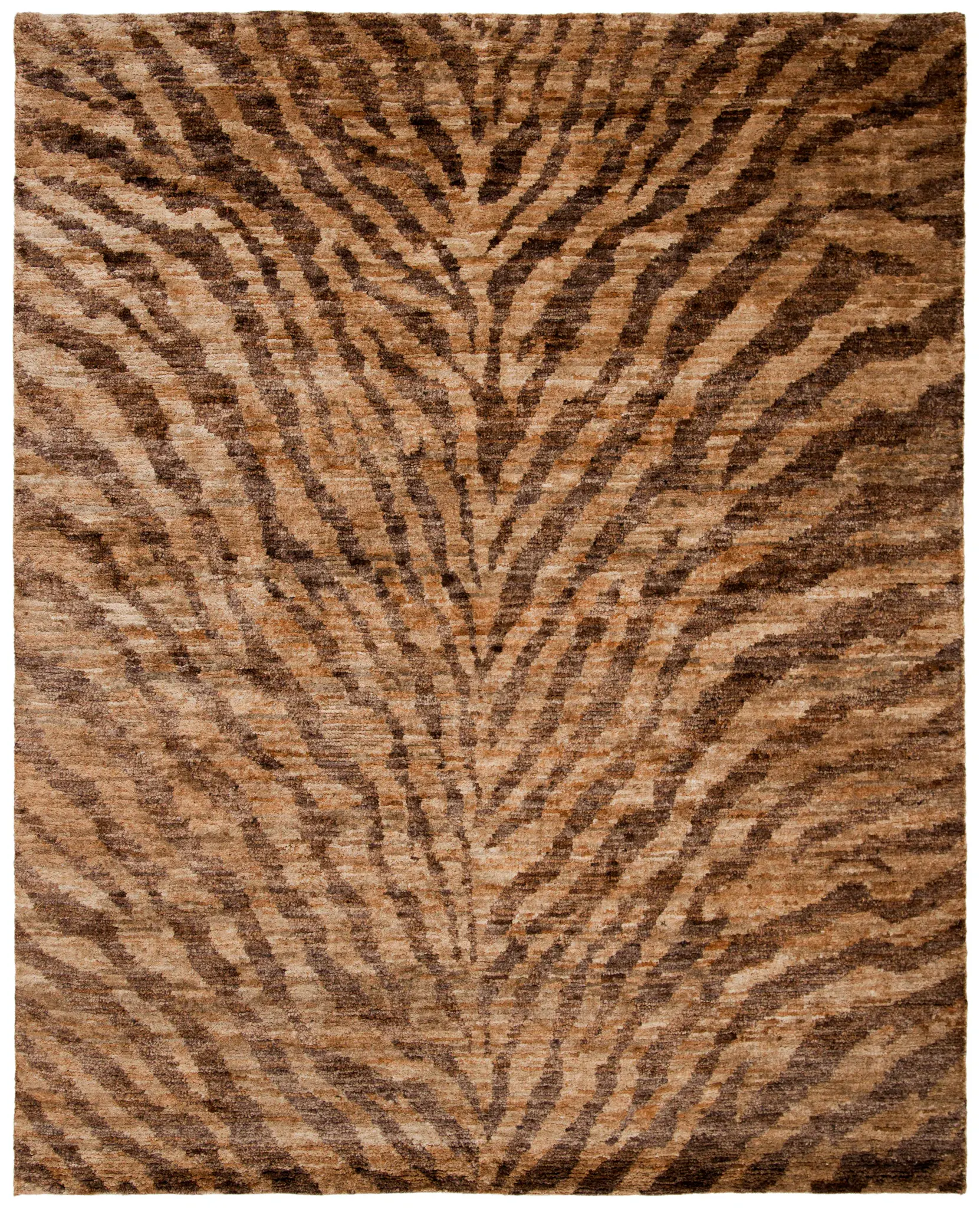 Bohemian Modern Animal Print Hand-Knotted Jute Rug