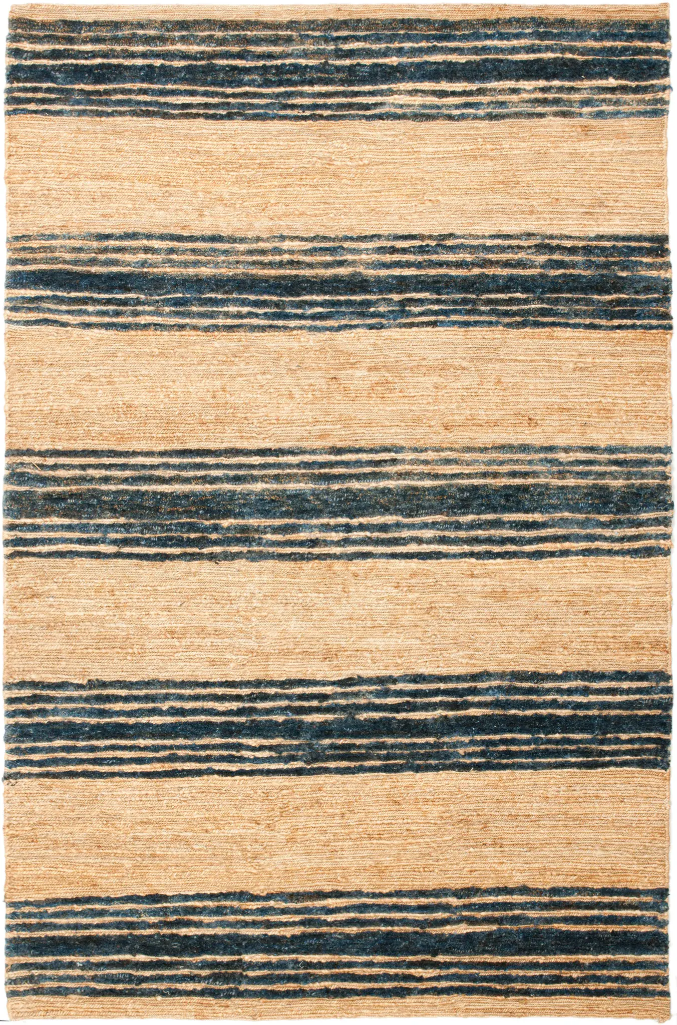 Bohemian Coastal Striped Hand-Knotted Jute Rug