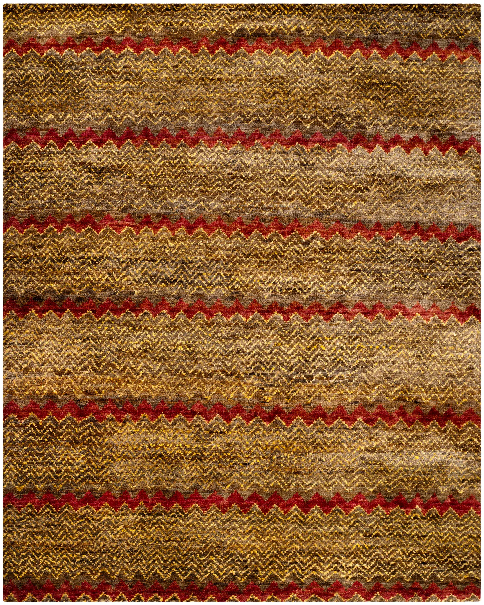 Bohemian Rustic Chevron Hand-Knotted Jute Rug