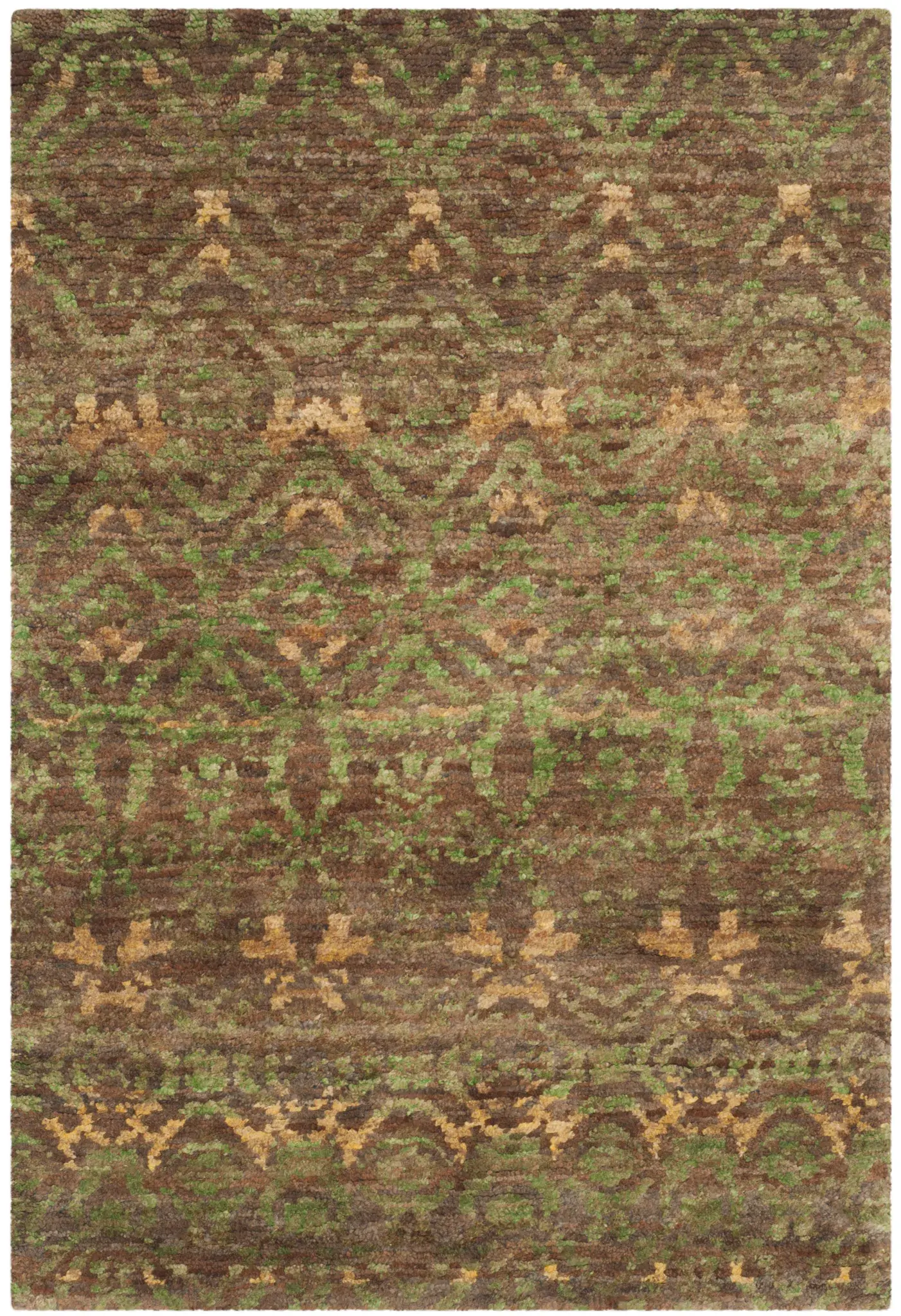 Bohemian Banded Diamond Hand-Knotted Jute Rug