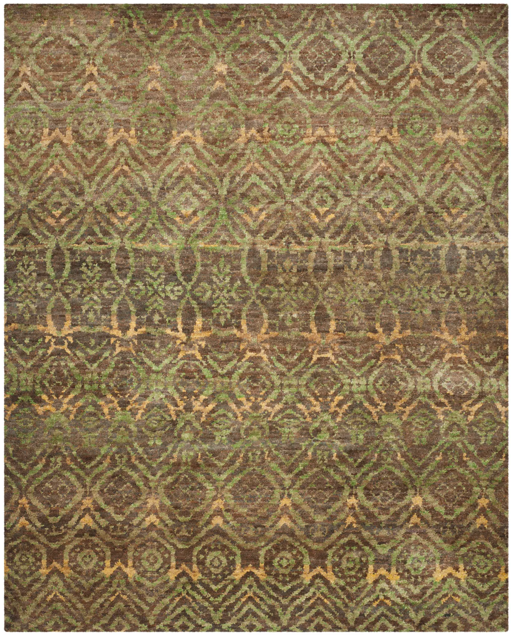 Bohemian Banded Diamond Hand-Knotted Jute Rug