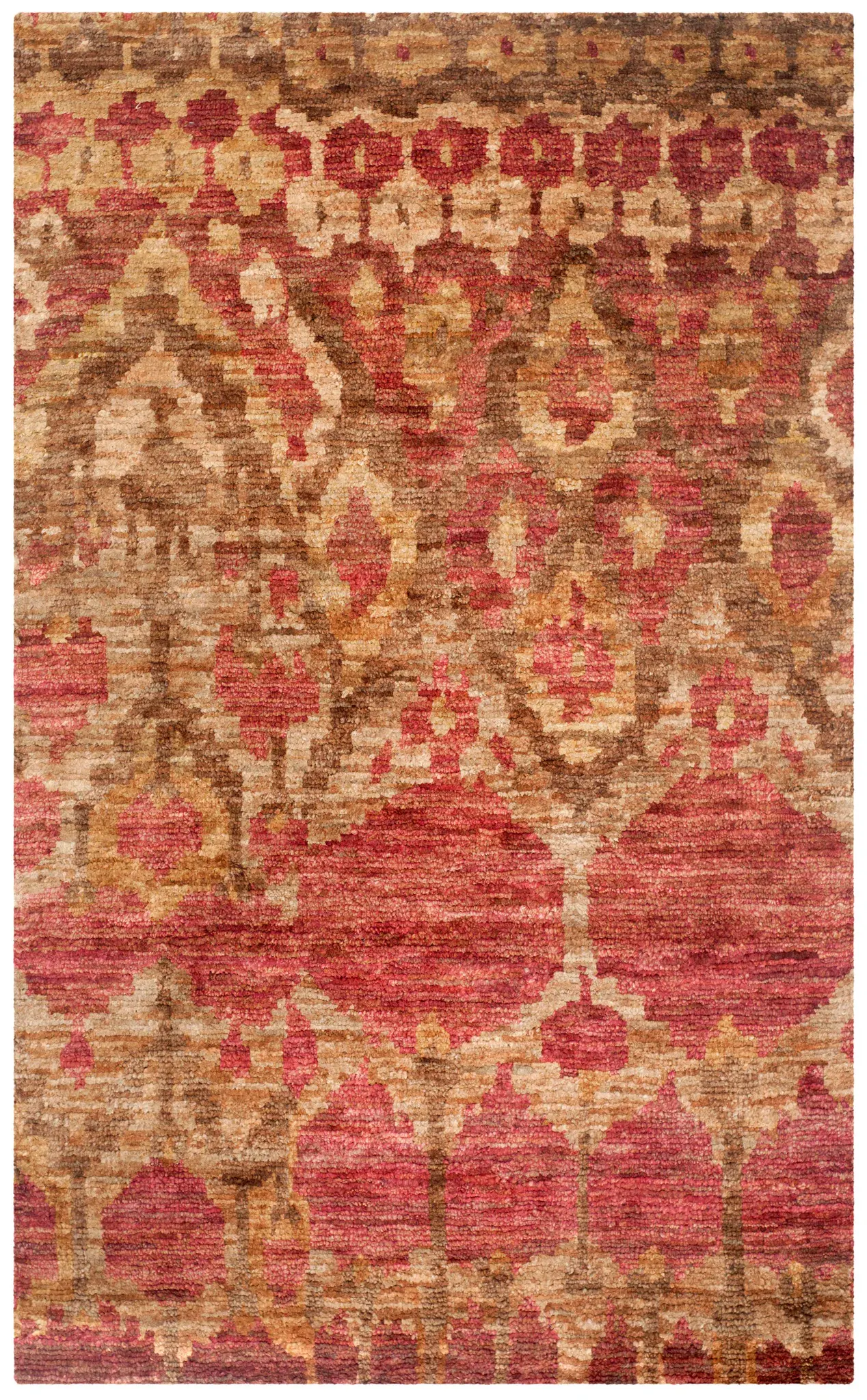 Bohemian Ikat Damask Hand-Knotted Jute Rug