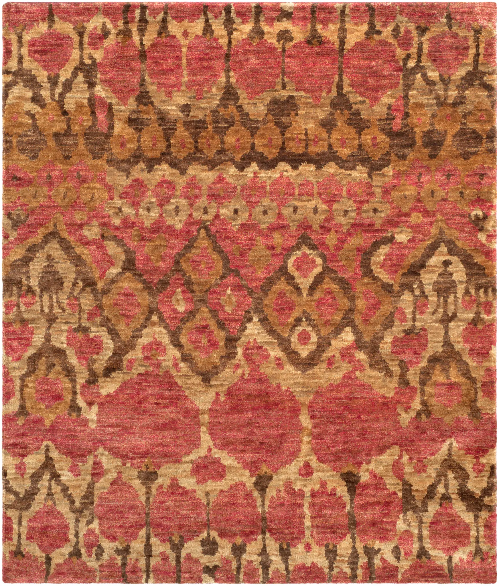 Bohemian Ikat Damask Hand-Knotted Jute Rug
