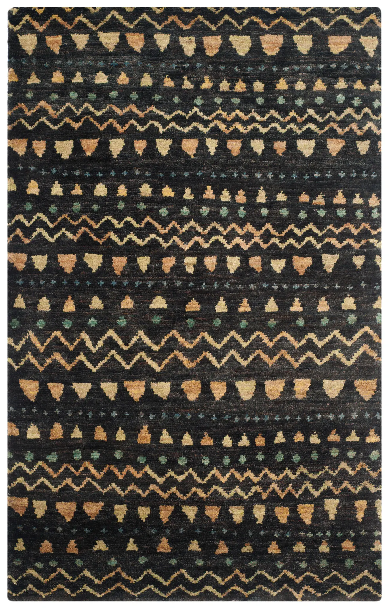 Bohemian Banded Chevron Hand-Knotted Jute Rug