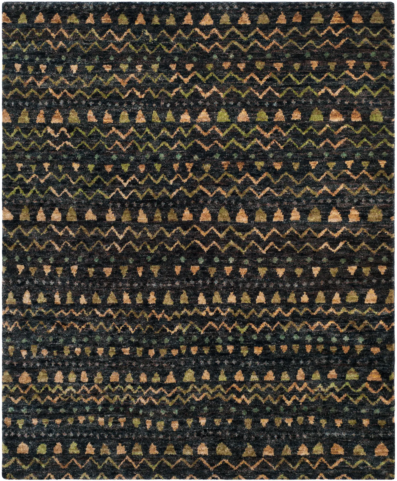 Bohemian Banded Chevron Hand-Knotted Jute Rug