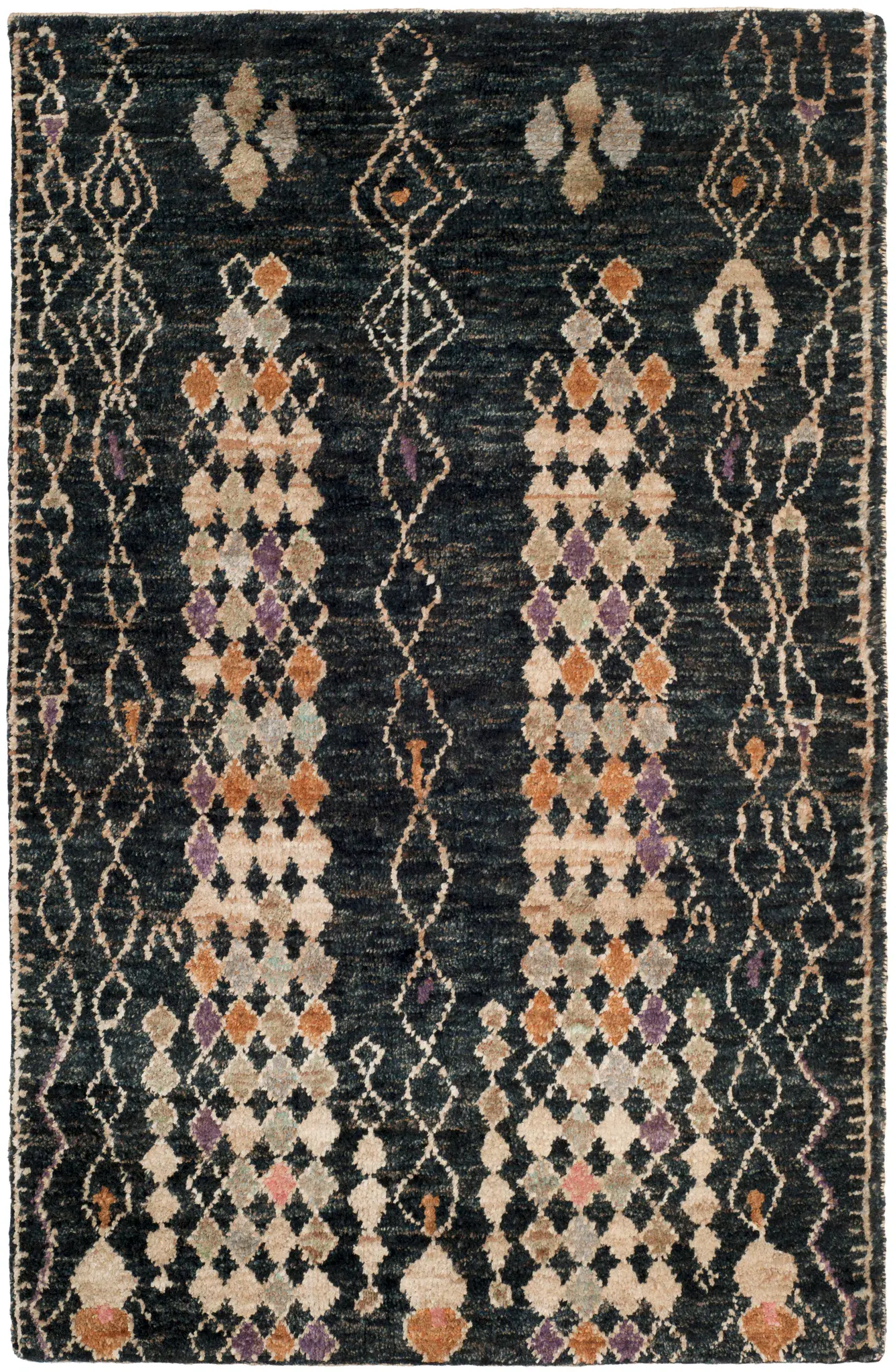 Bohemian Diamond Column Hand-Knotted Jute Rug