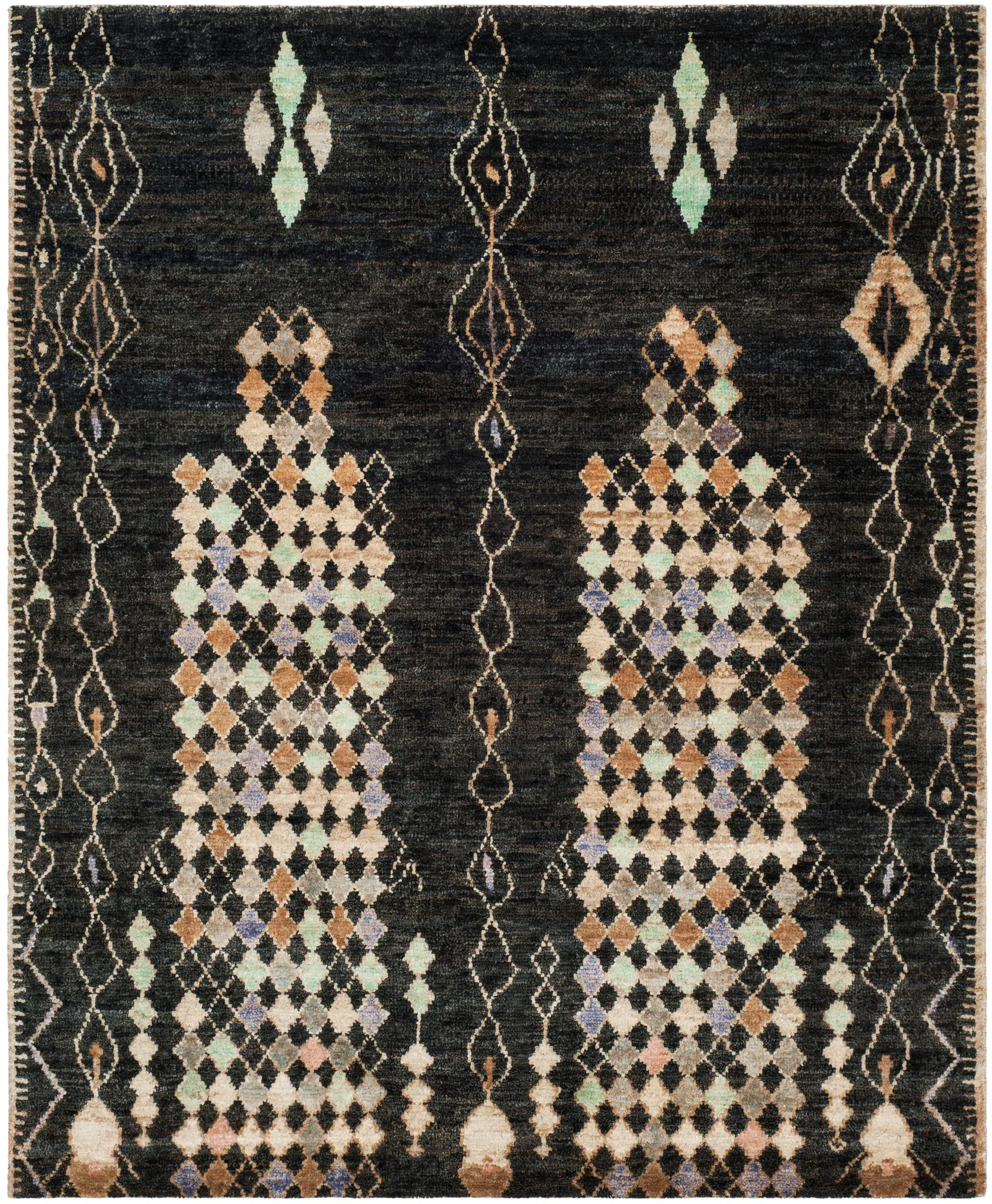 Bohemian Diamond Column Hand-Knotted Jute Rug