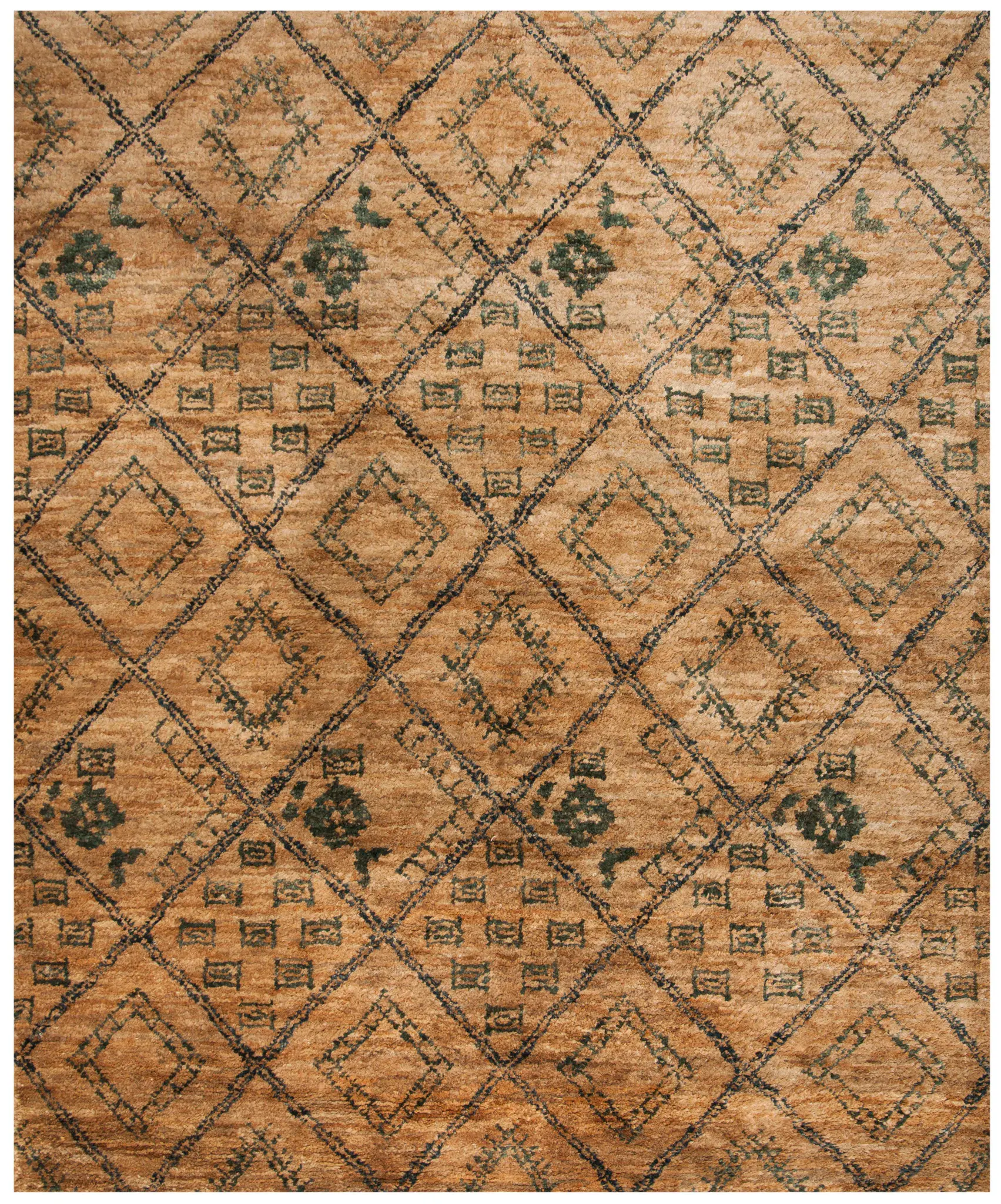 Bohemian Diamond Lattice Hand-Knotted Rug