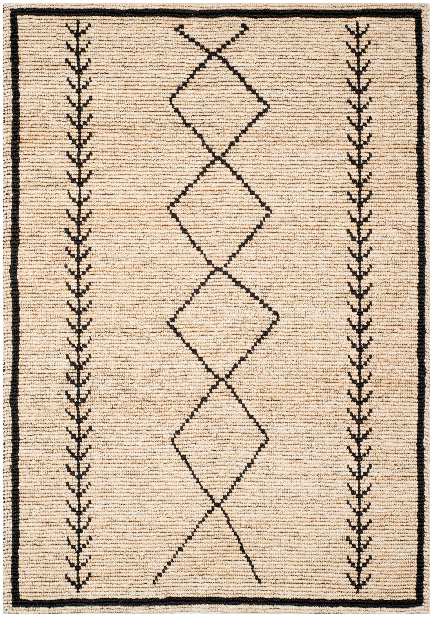 Bohemian Bordered Tribal Hand-Woven Jute Rug