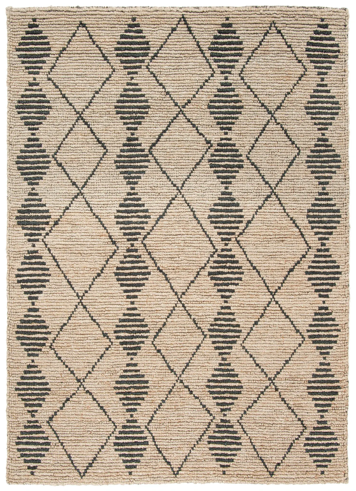 Bohemian Striped Diamond Hand-Woven Jute Rug