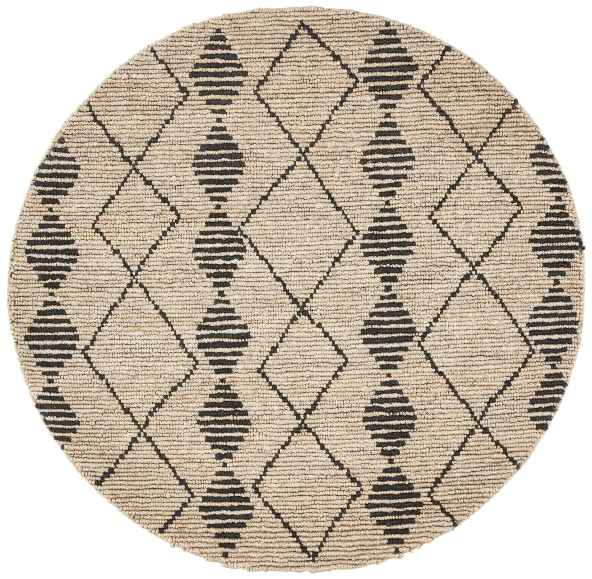 Bohemian Striped Diamond Hand-Woven Jute Rug