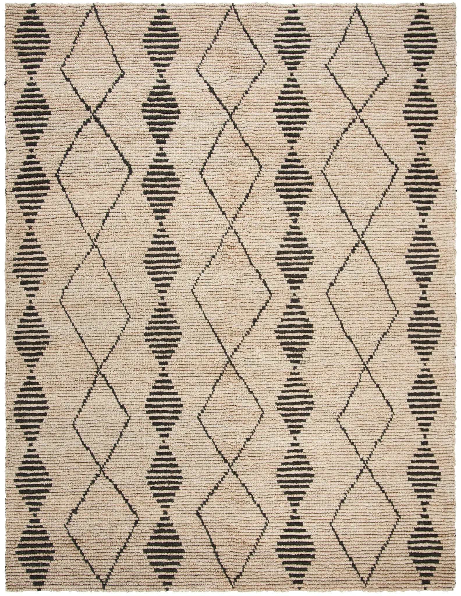 Bohemian Striped Diamond Hand-Woven Jute Rug