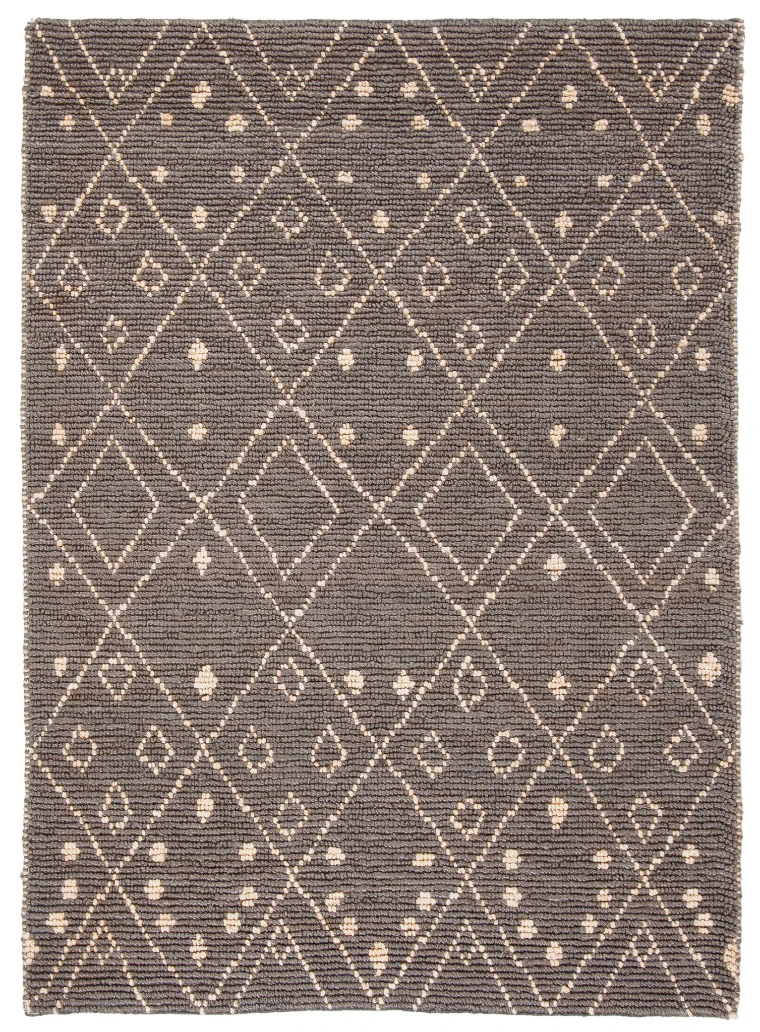 Bohemian Scandinavian Diamond Hand-Woven Jute Rug
