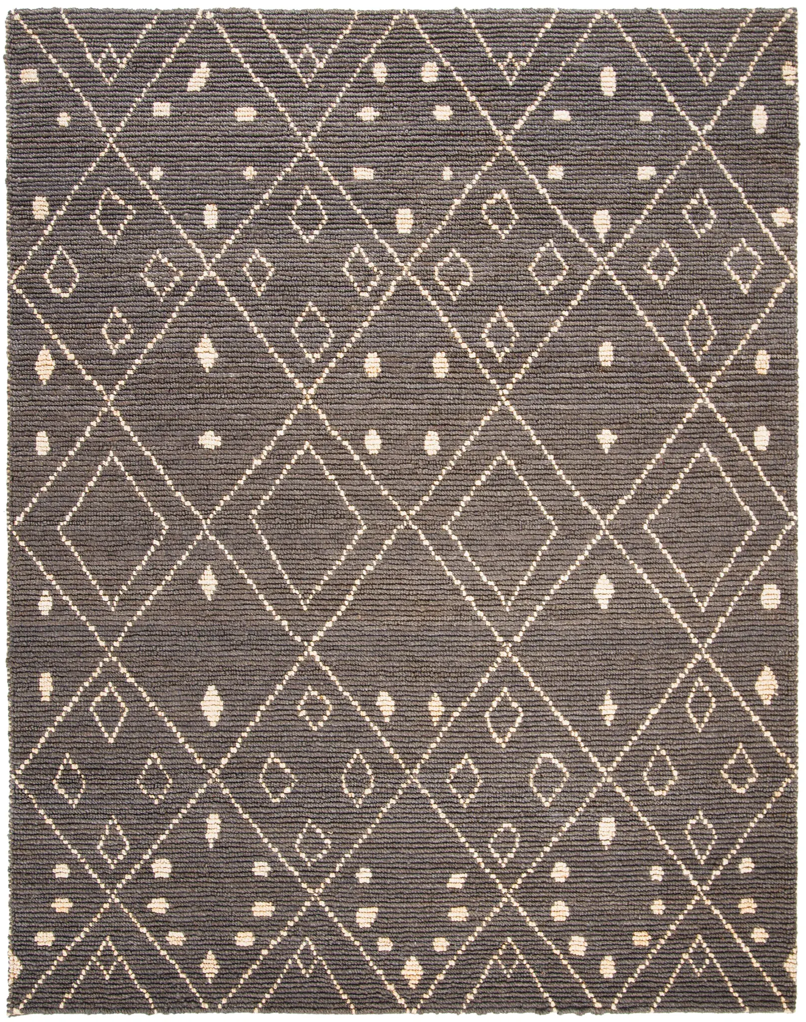 Bohemian Scandinavian Diamond Hand-Woven Jute Rug