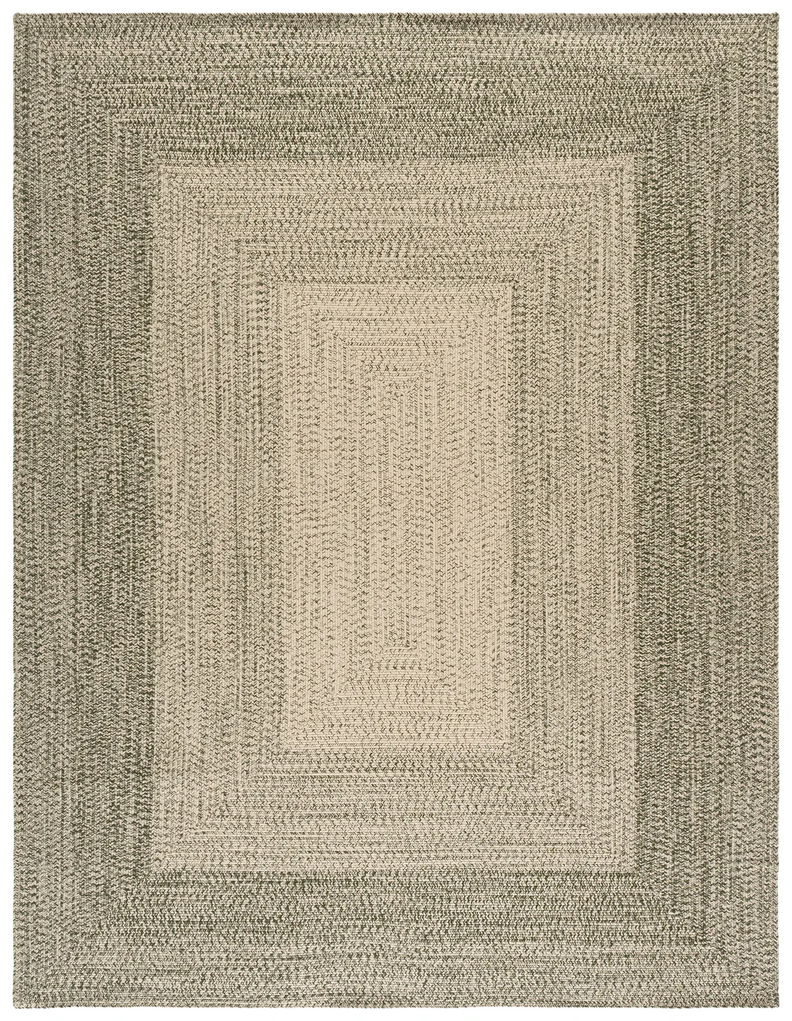Braided Concentric Border Washable Outdoor Rug