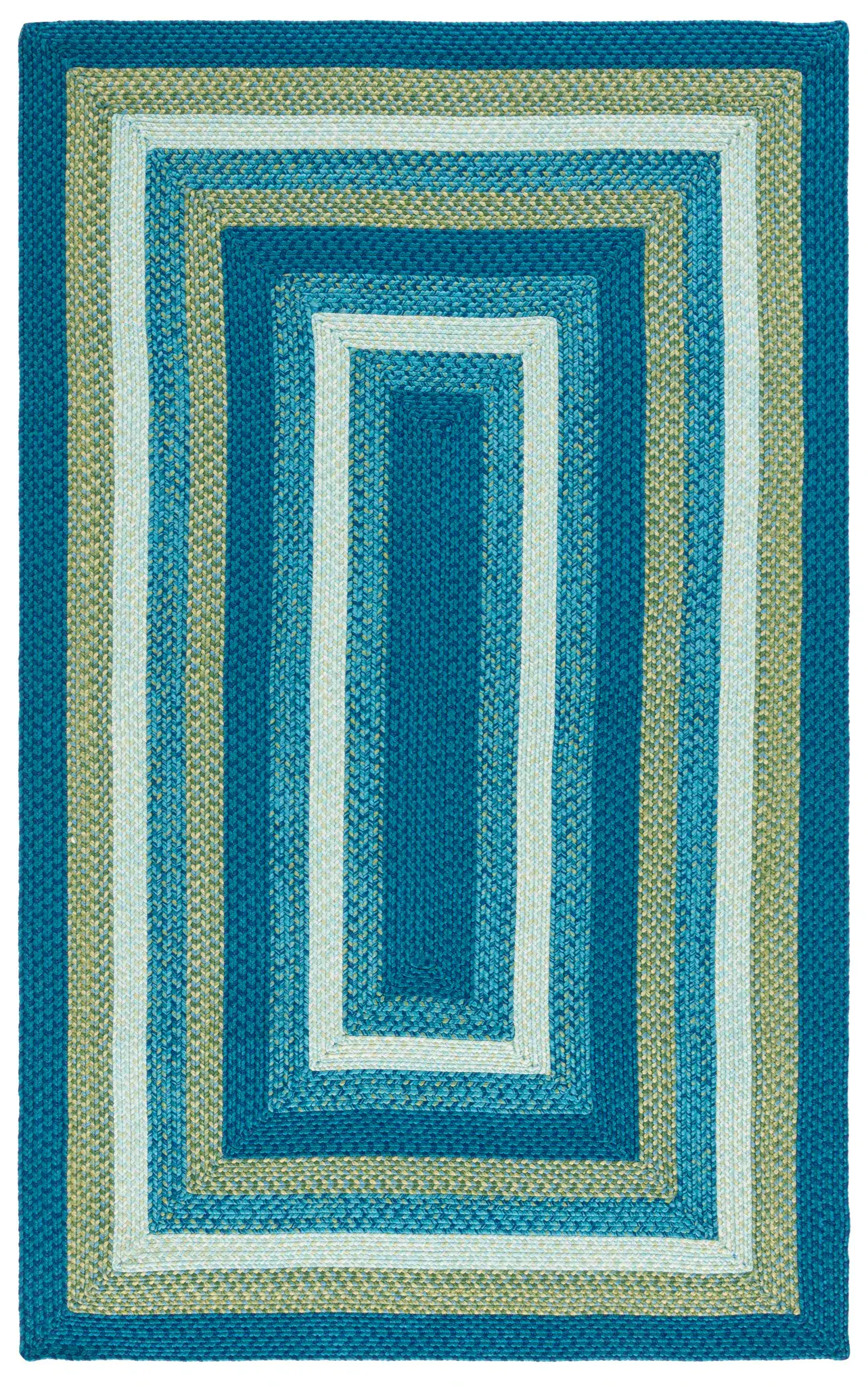 Braided Nested Border Washable Outdoor Rug