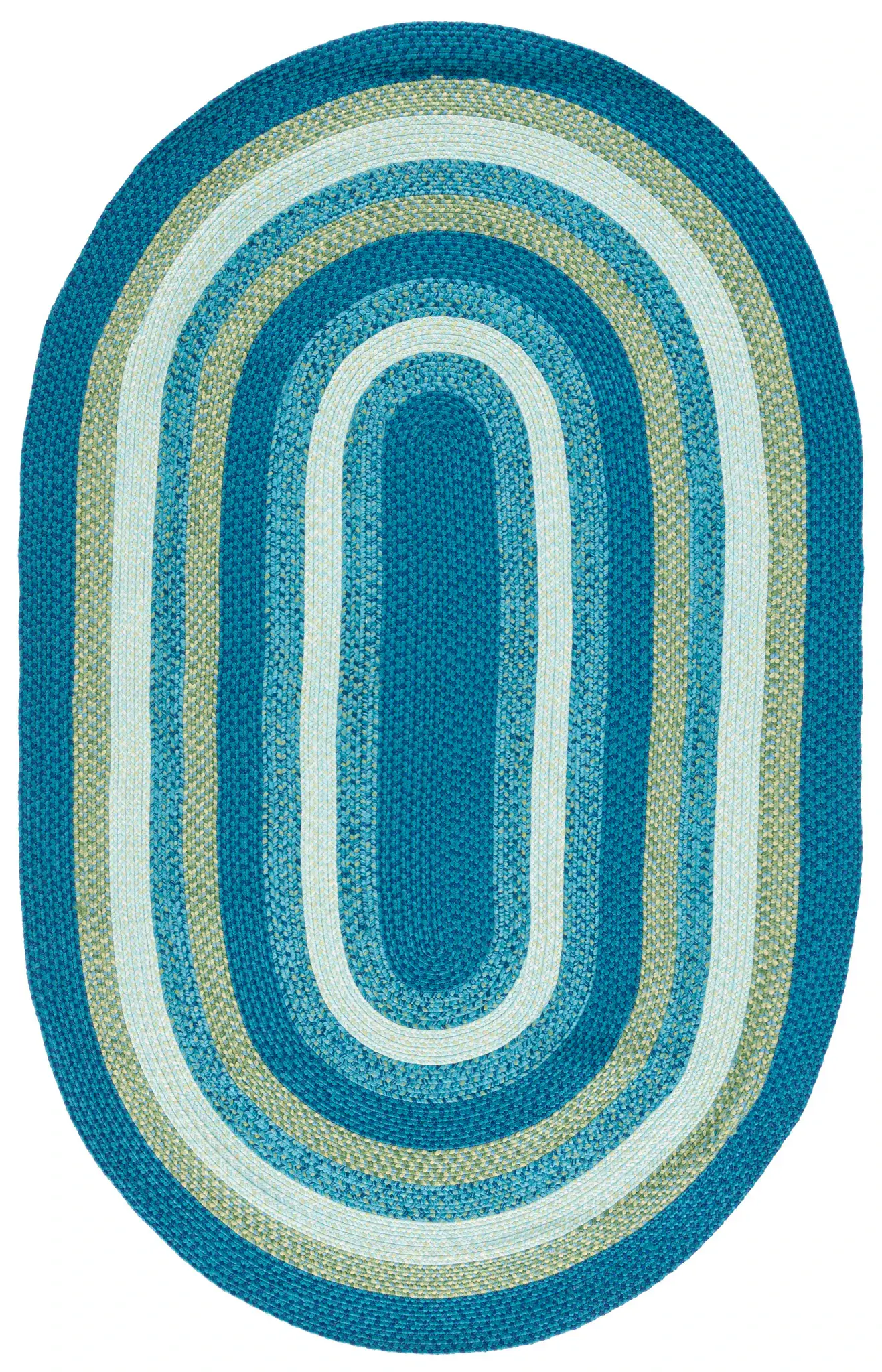 Braided Nested Border Washable Outdoor Rug