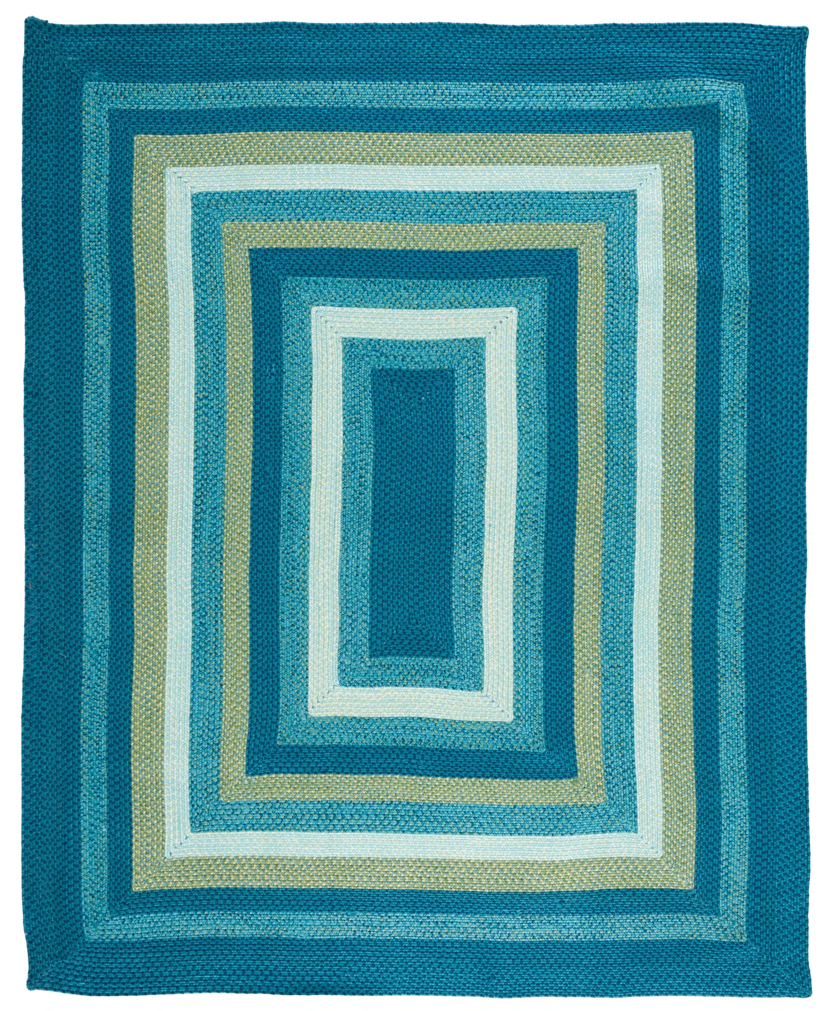 Braided Nested Border Washable Outdoor Rug
