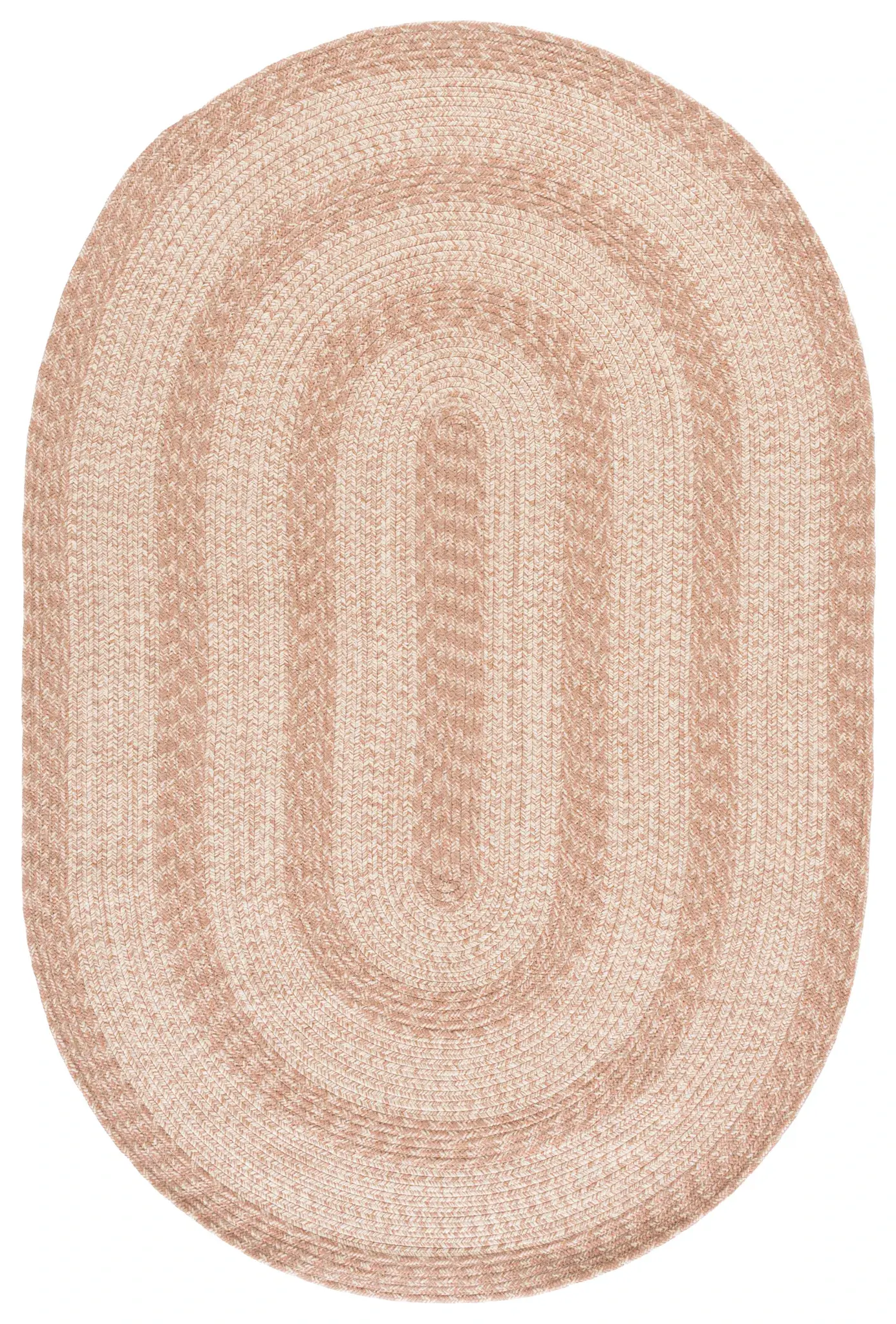 Braided Concentric Stripe Oval Washable Outdoor Rug
