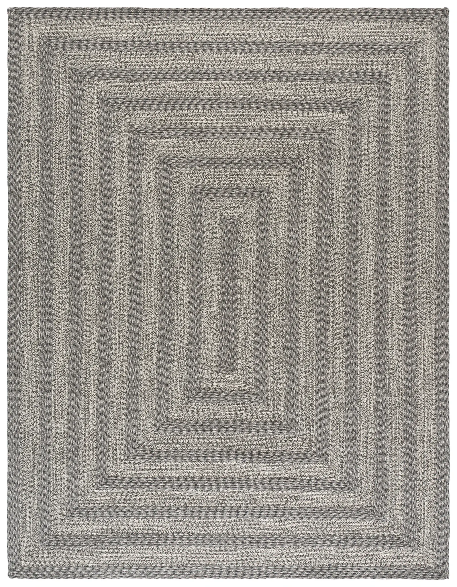 Braided Concentric Stripe Oval Washable Outdoor Rug