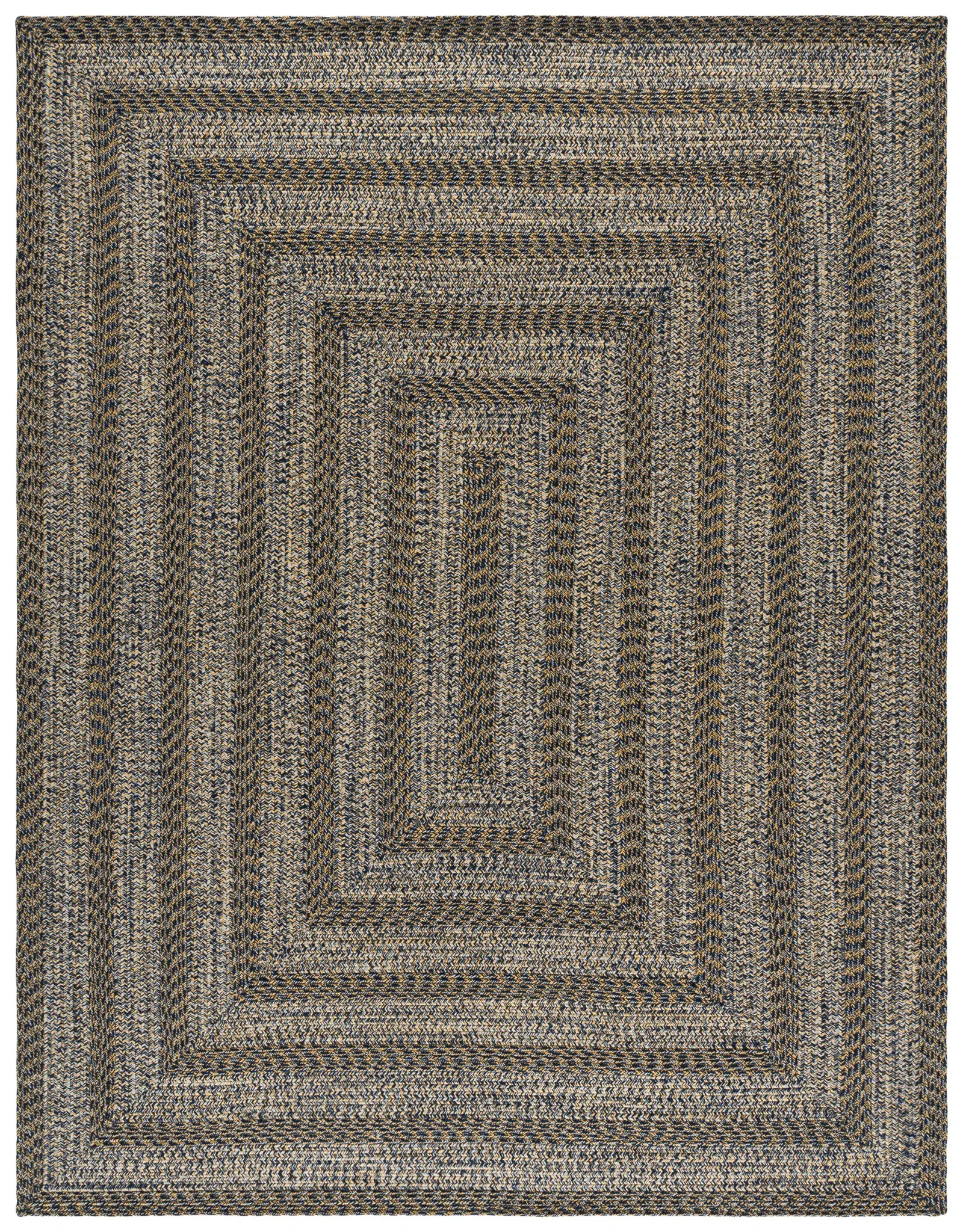 Braided Concentric Stripe Oval Washable Outdoor Rug