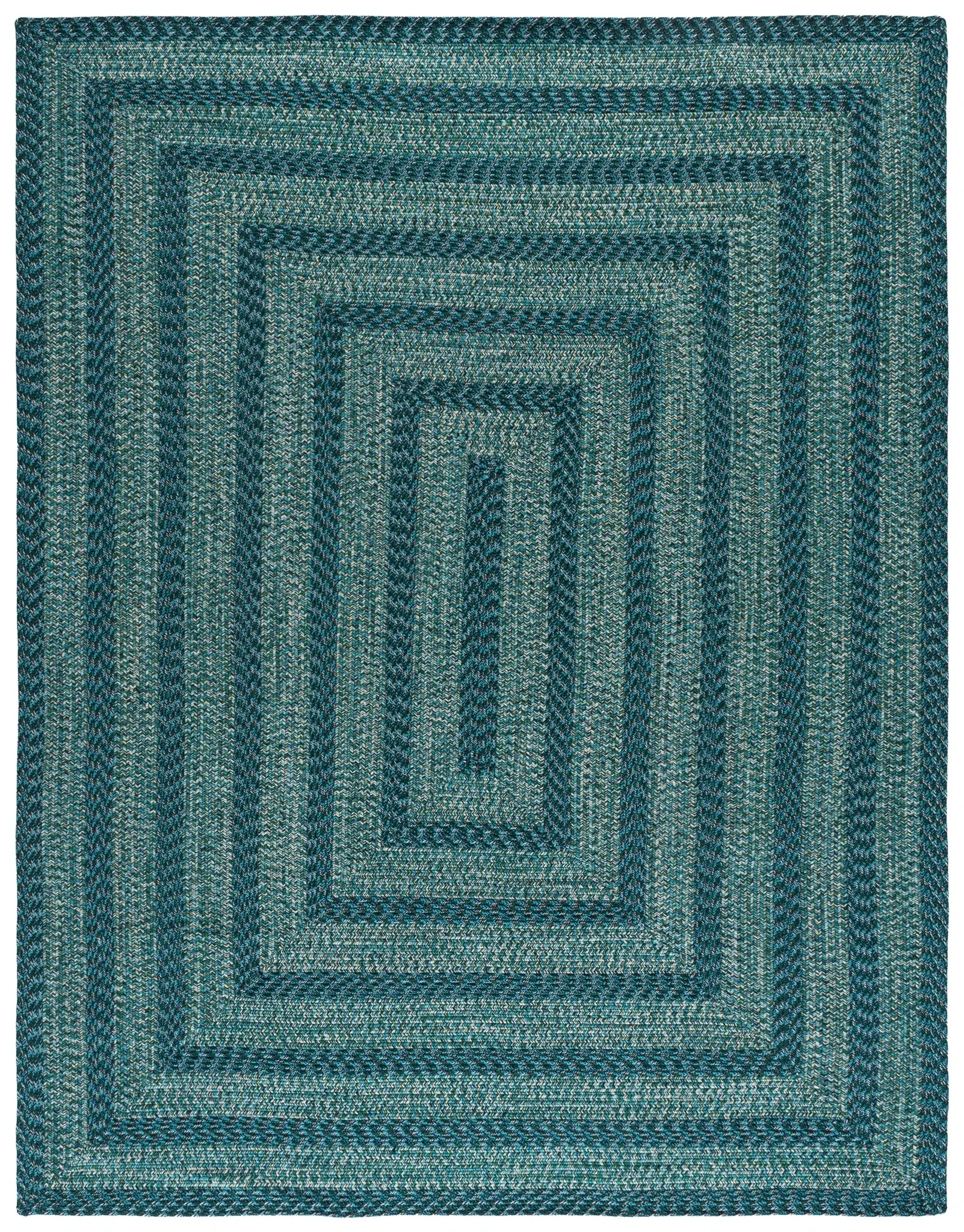 Braided Concentric Stripe Oval Washable Outdoor Rug
