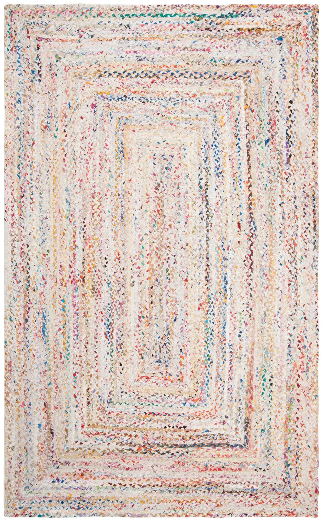 Braided Coastal Striped Cotton Hand-Woven Rug