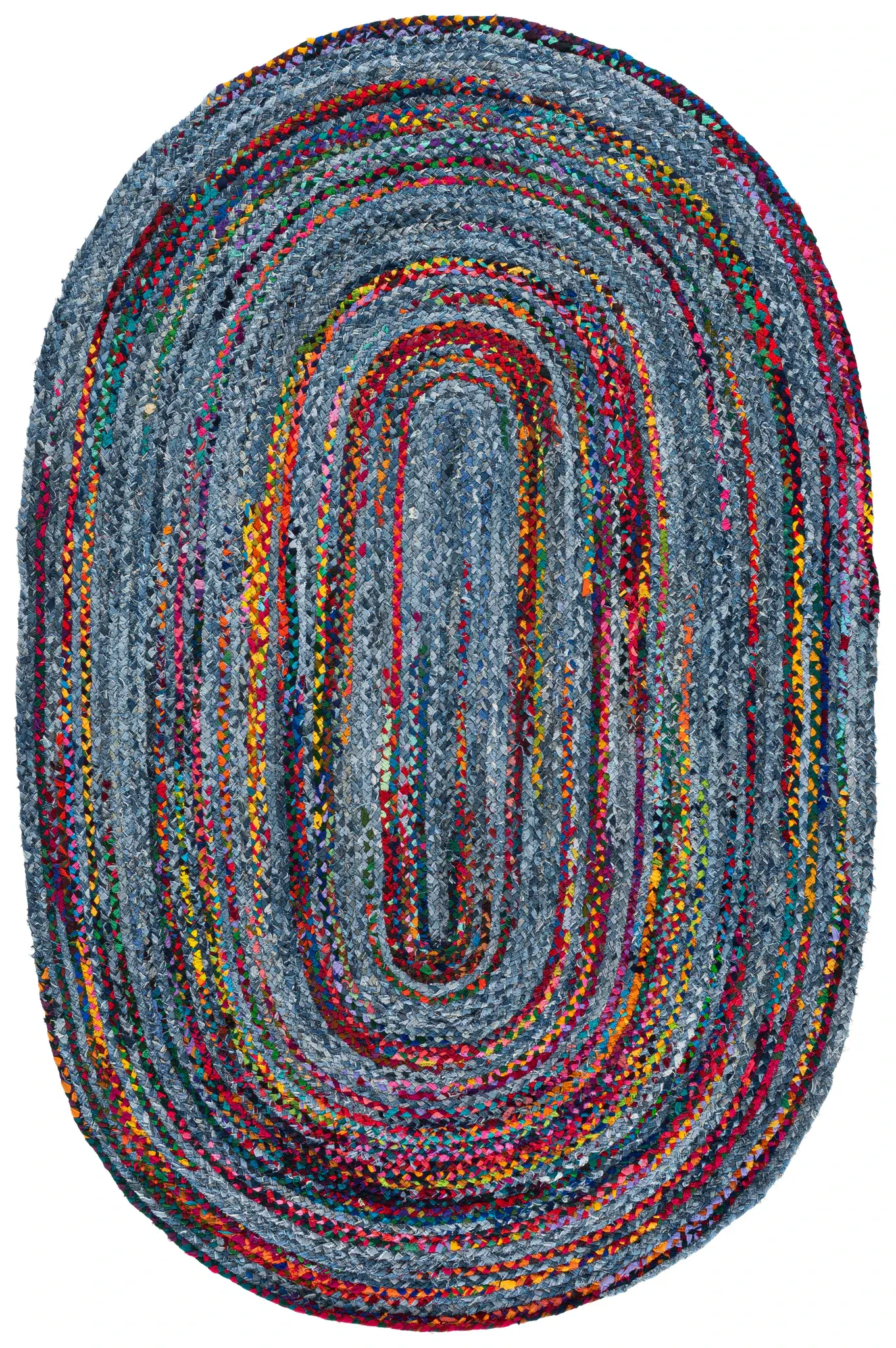Braided Coastal Concentric Cotton Hand-Woven Rug