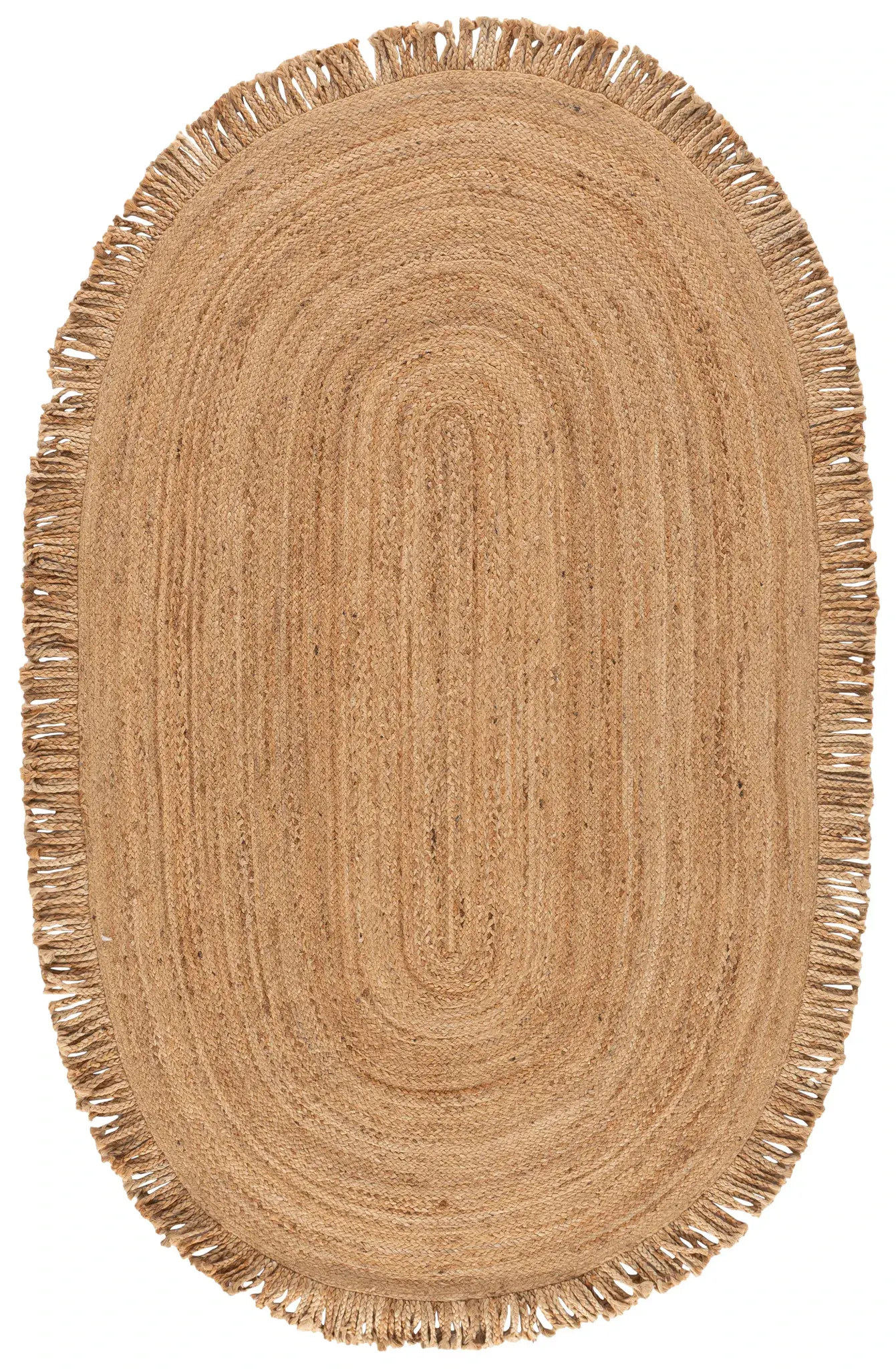 Braided Coastal Concentric Fringe Jute Rug