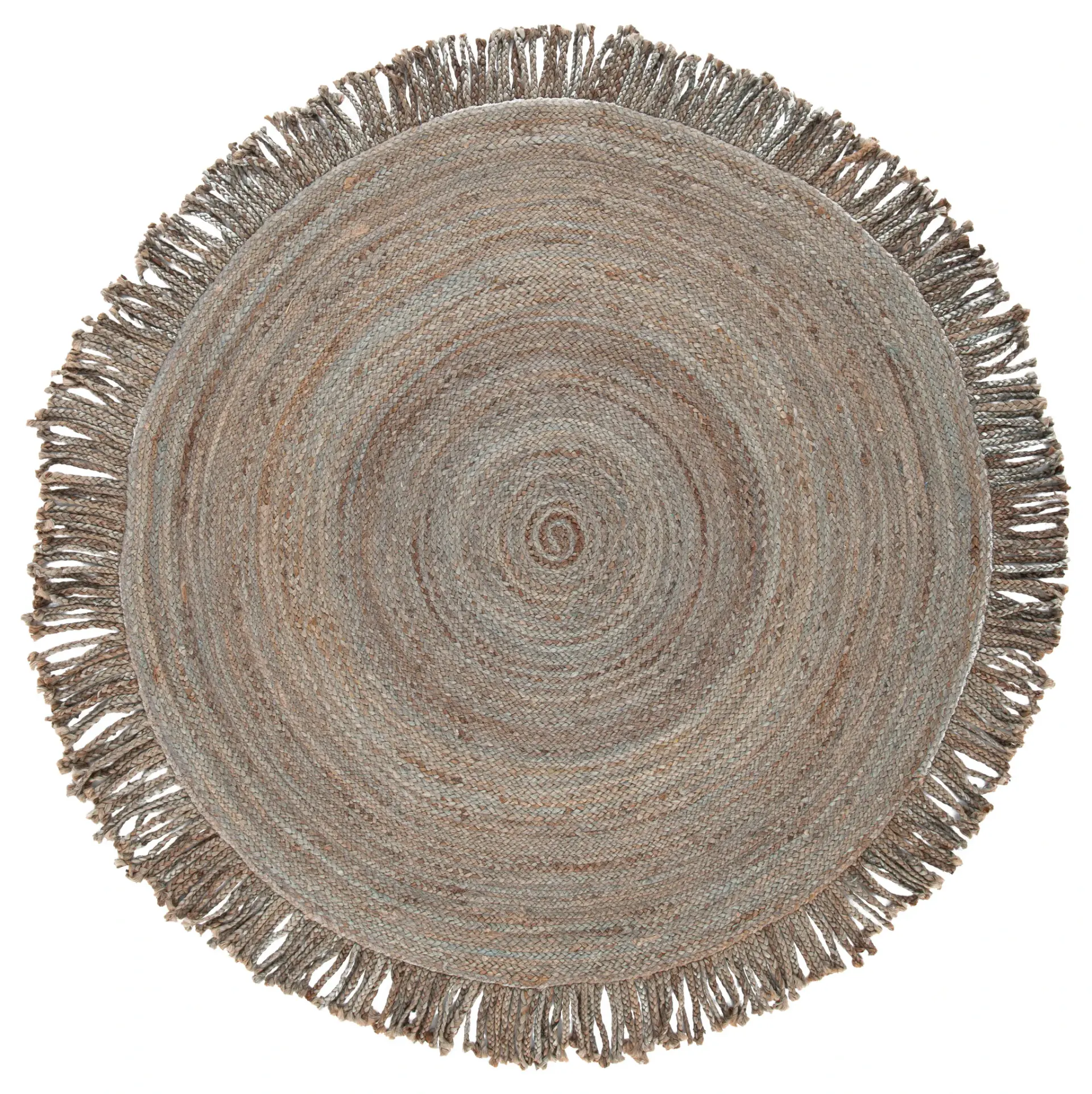 Braided Coastal Concentric Fringe Jute Rug