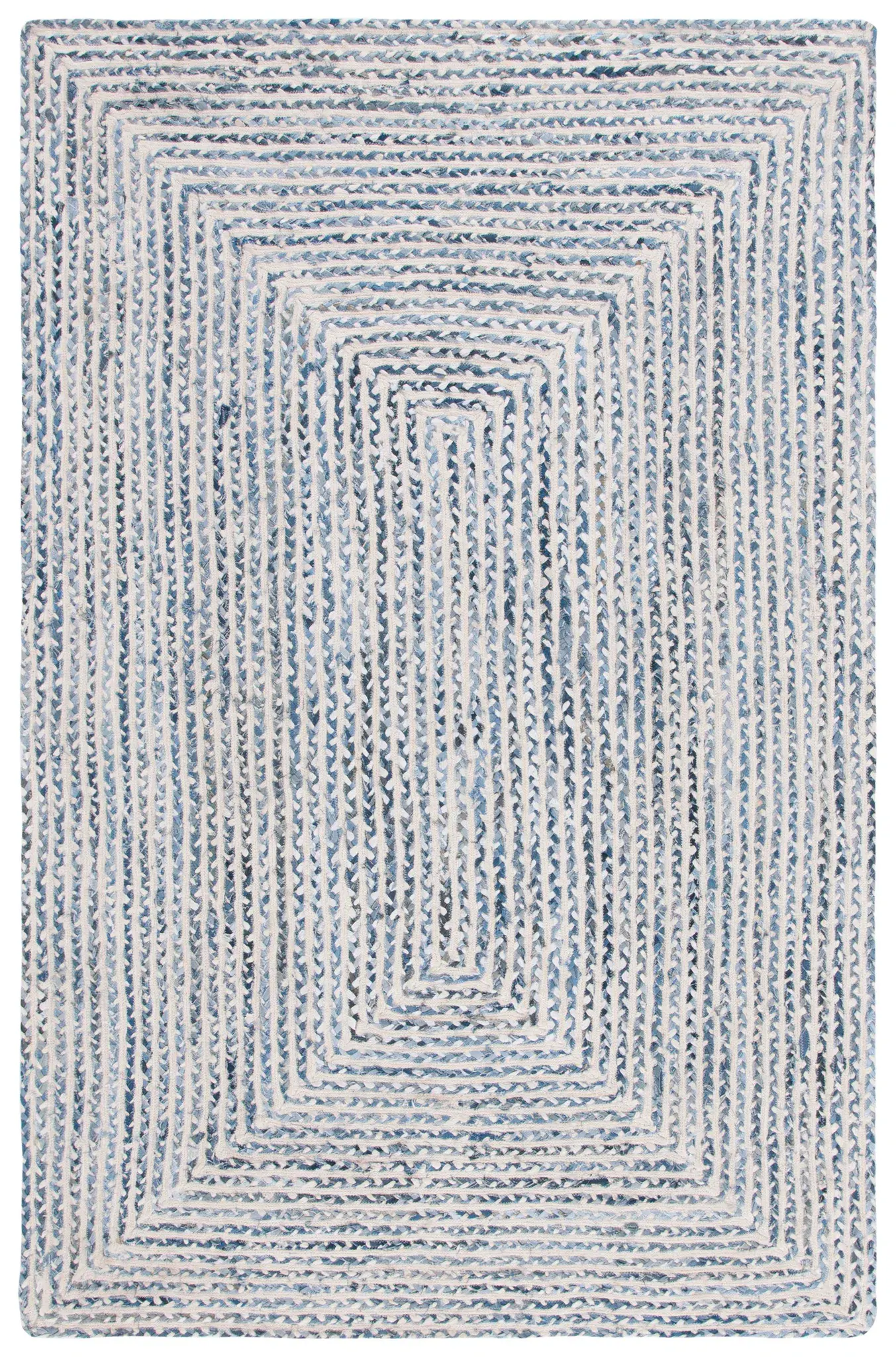 Braided Coastal Concentric Square Cotton Rug