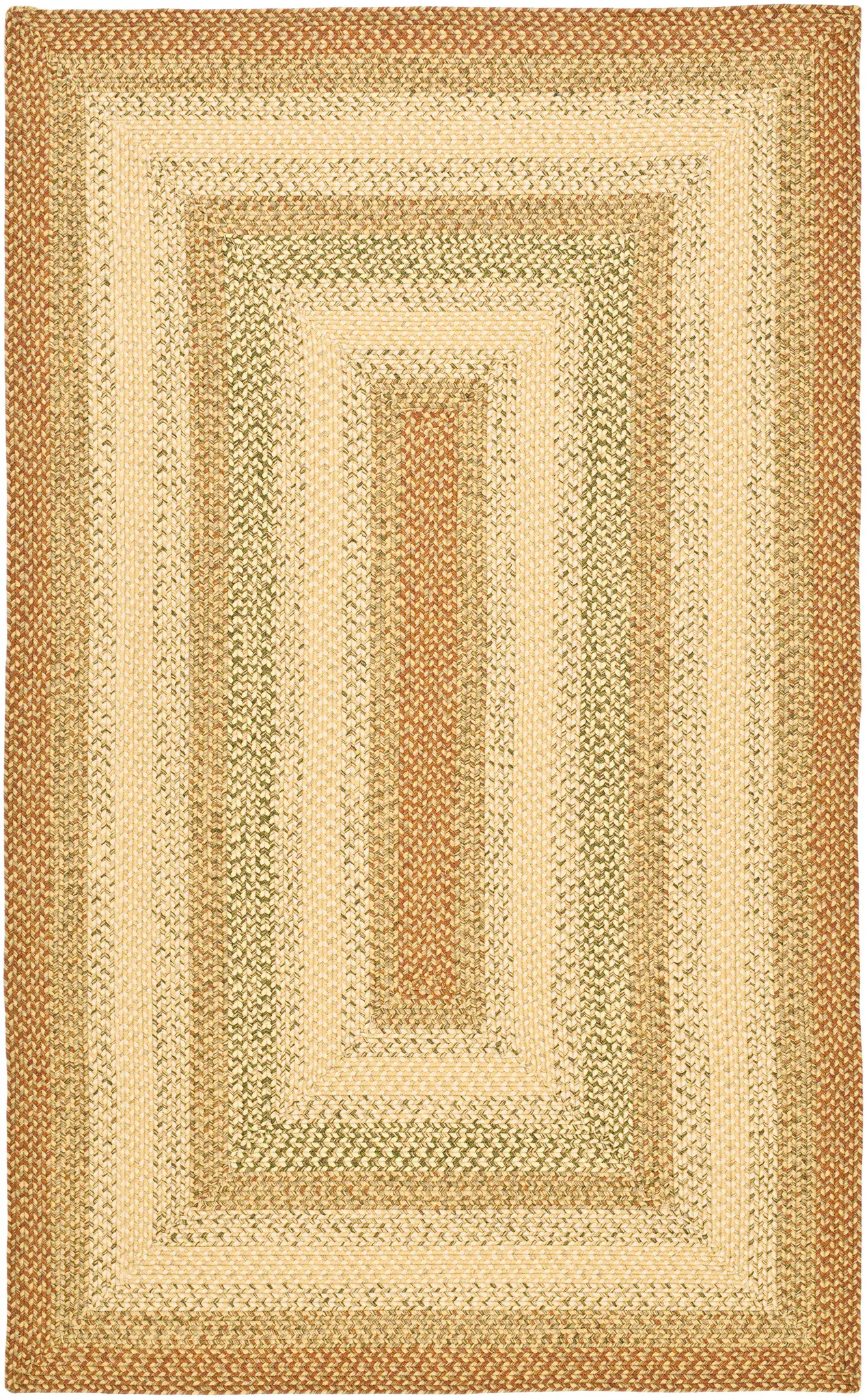 Braided Concentric Stripe Border Washable Outdoor Rug