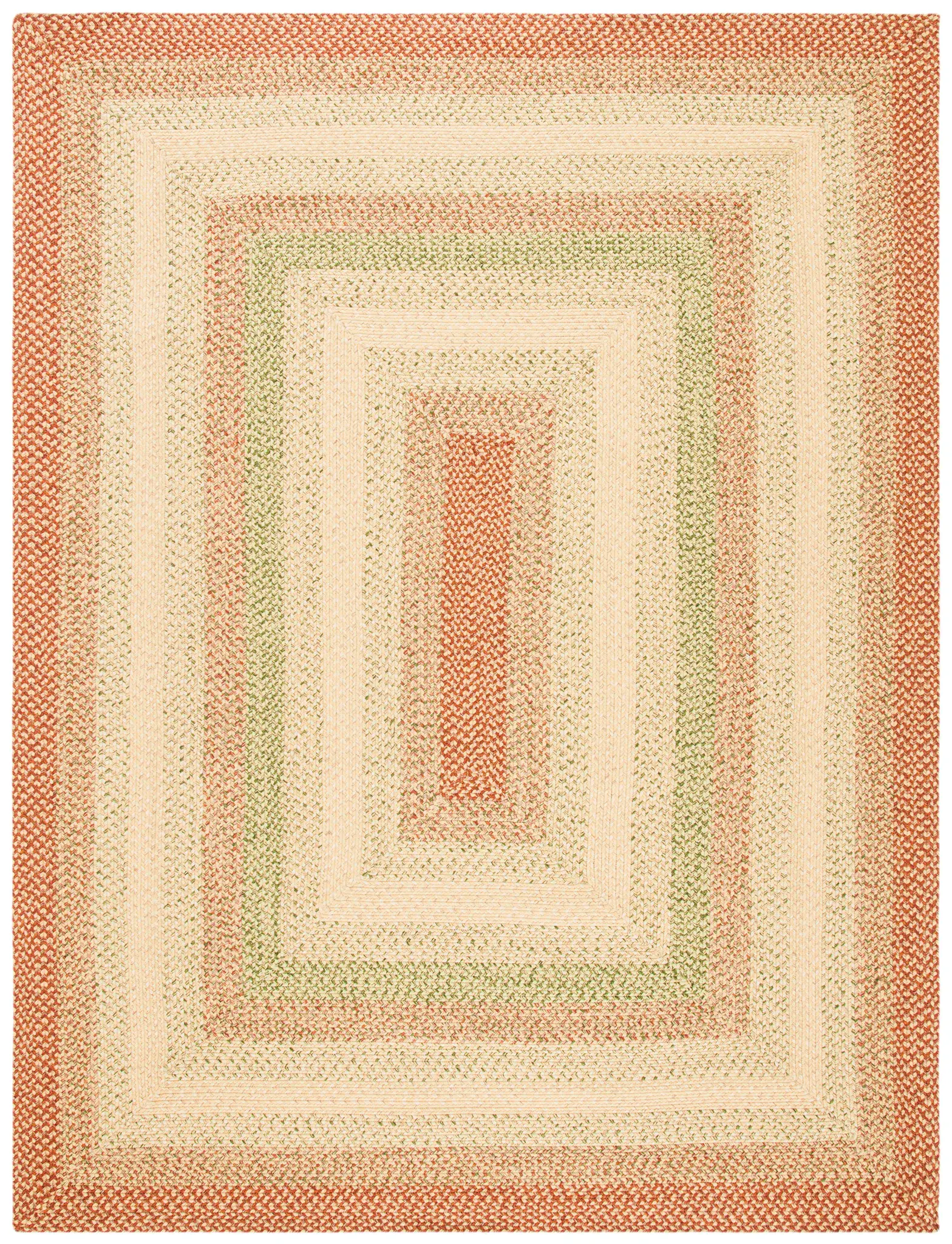 Braided Concentric Stripe Border Washable Outdoor Rug