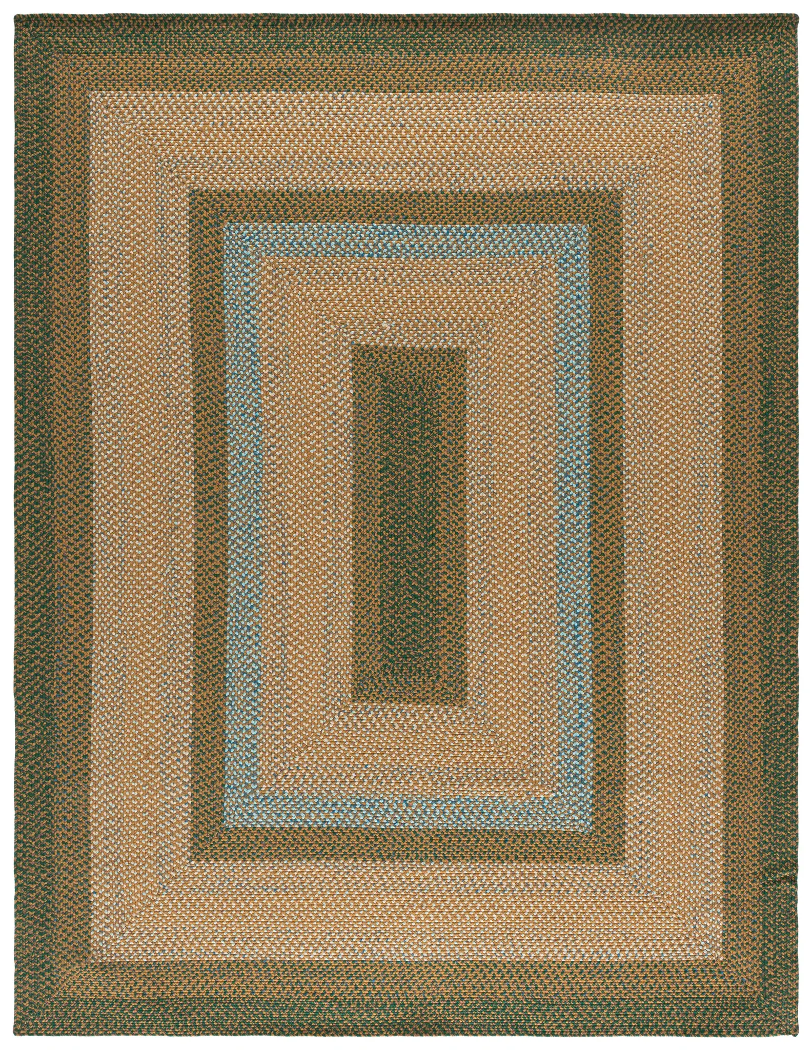 Braided Concentric Stripe Border Washable Outdoor Rug