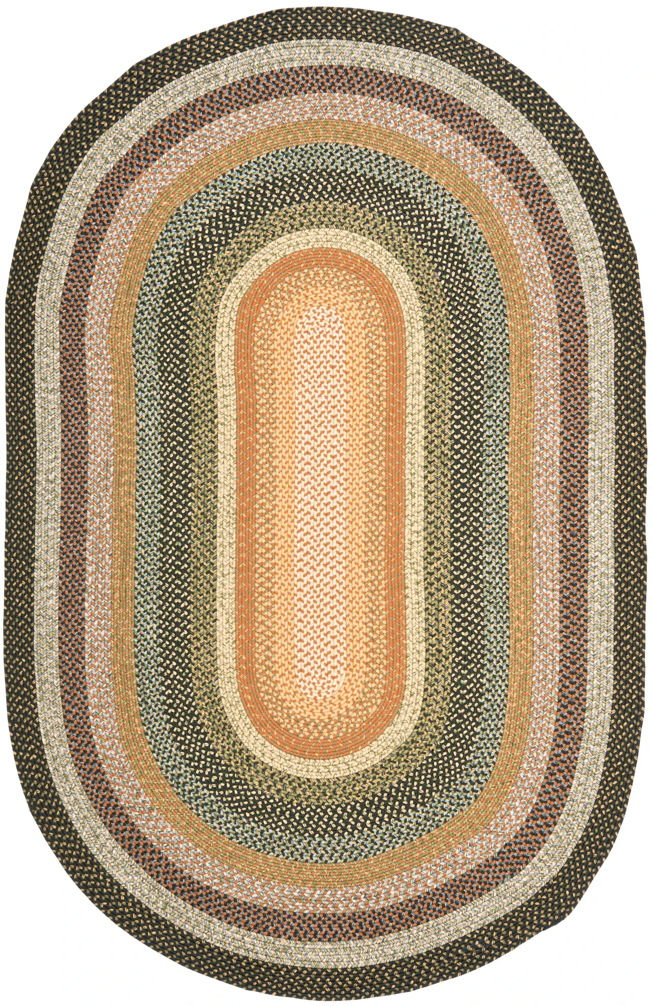 Braided Concentric Frame Washable Outdoor Rug