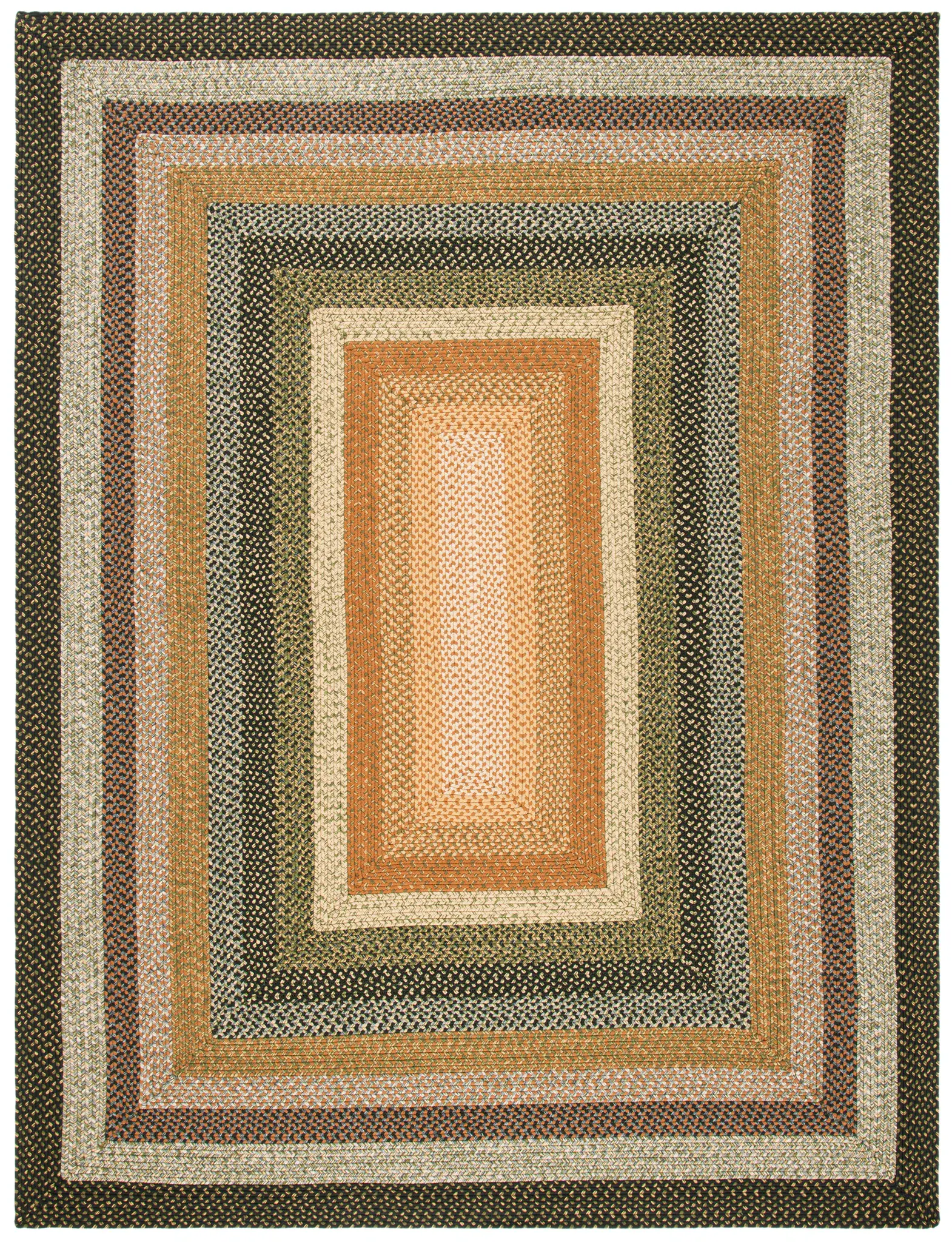 Braided Concentric Frame Washable Outdoor Rug