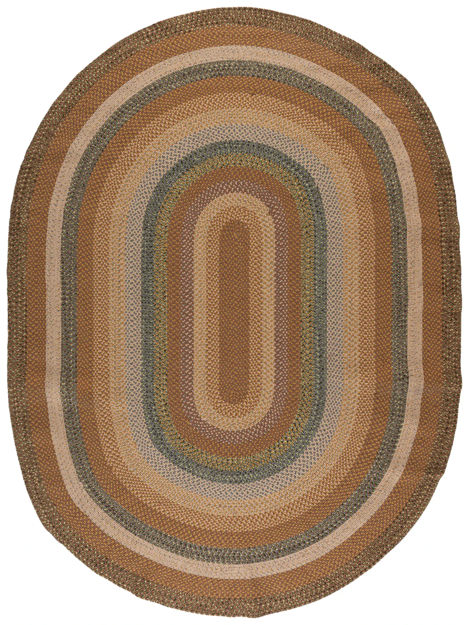 Braided Concentric Oval Washable Outdoor Rug