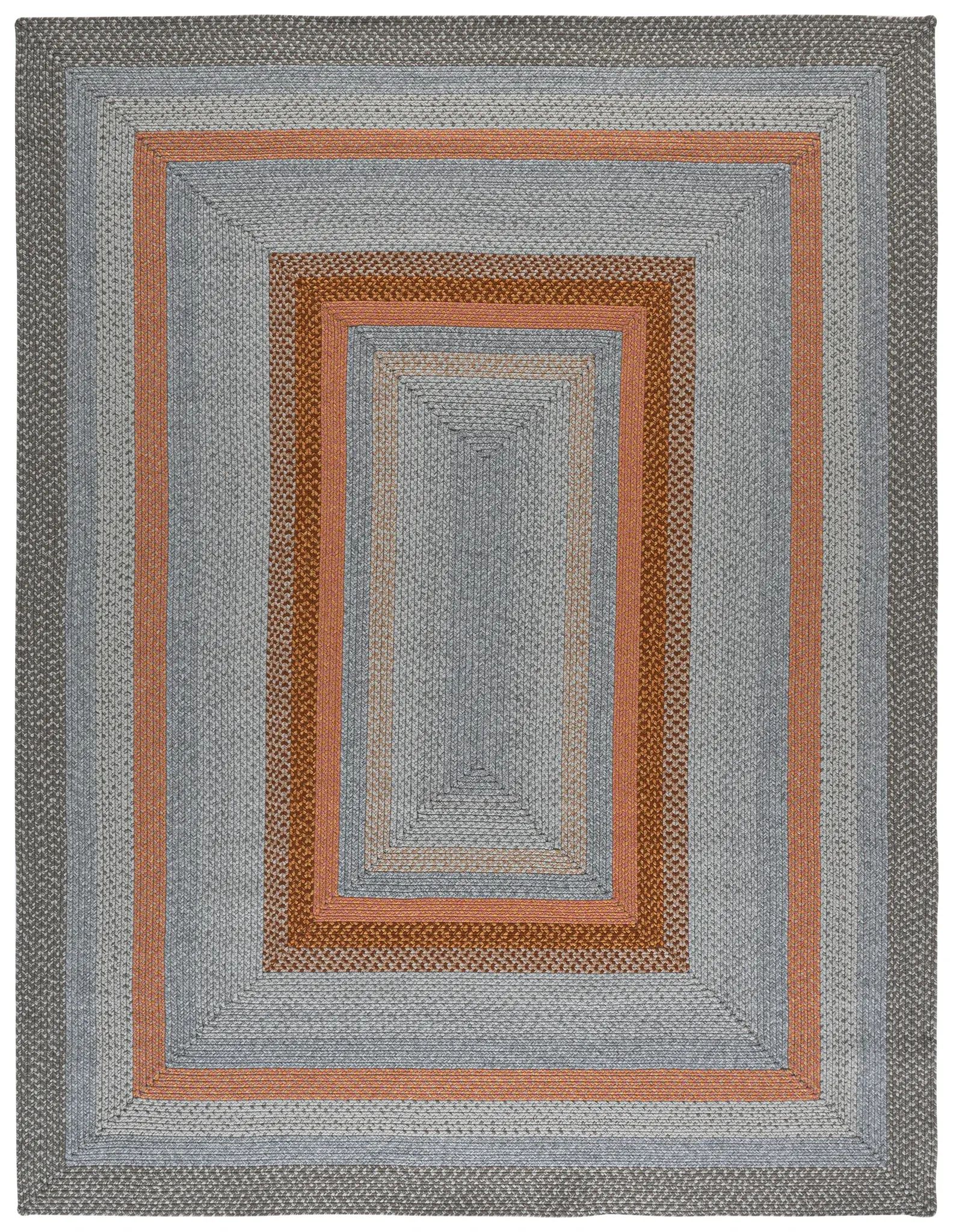 Braided Concentric Oval Washable Outdoor Rug