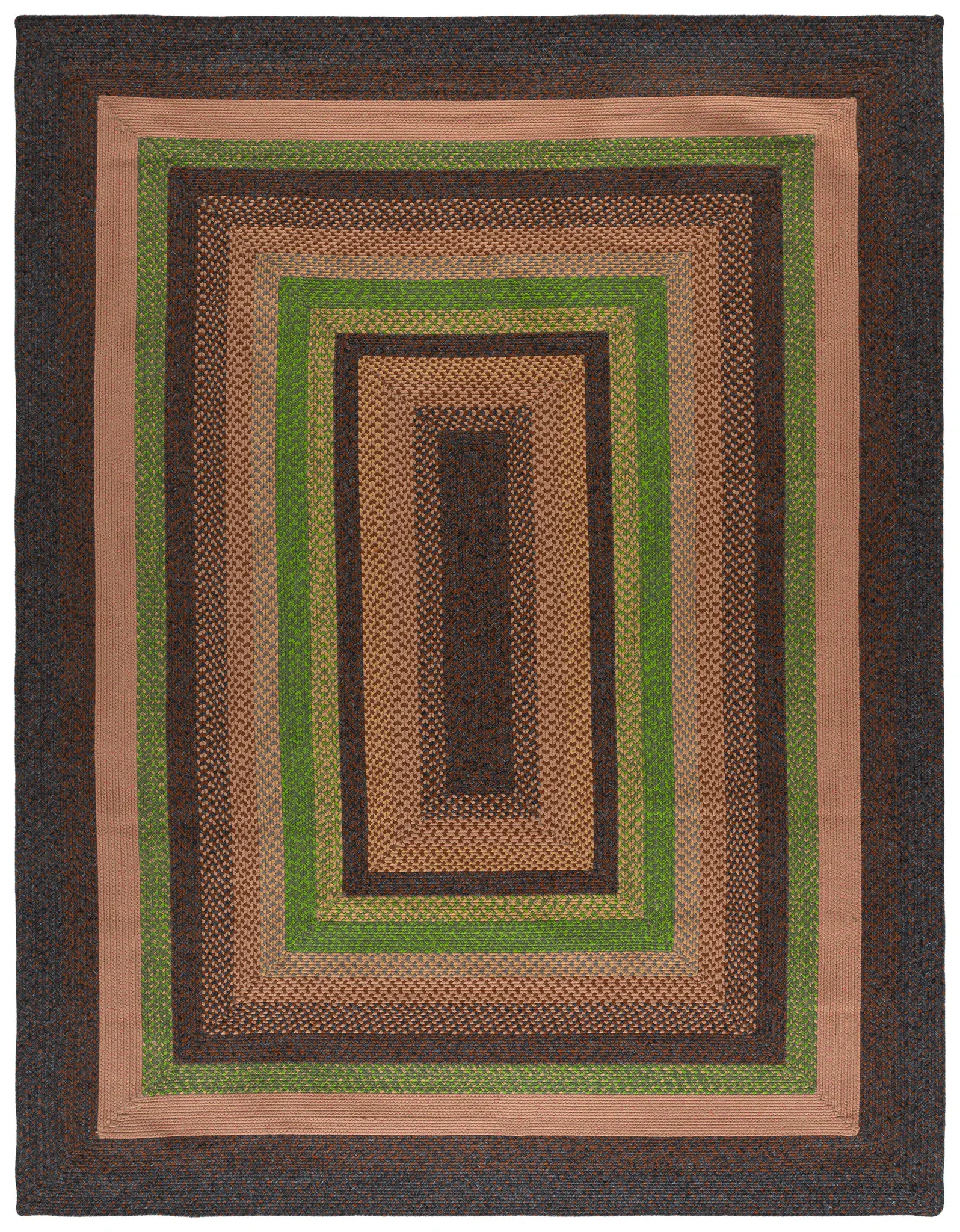 Braided Concentric Oval Washable Outdoor Rug